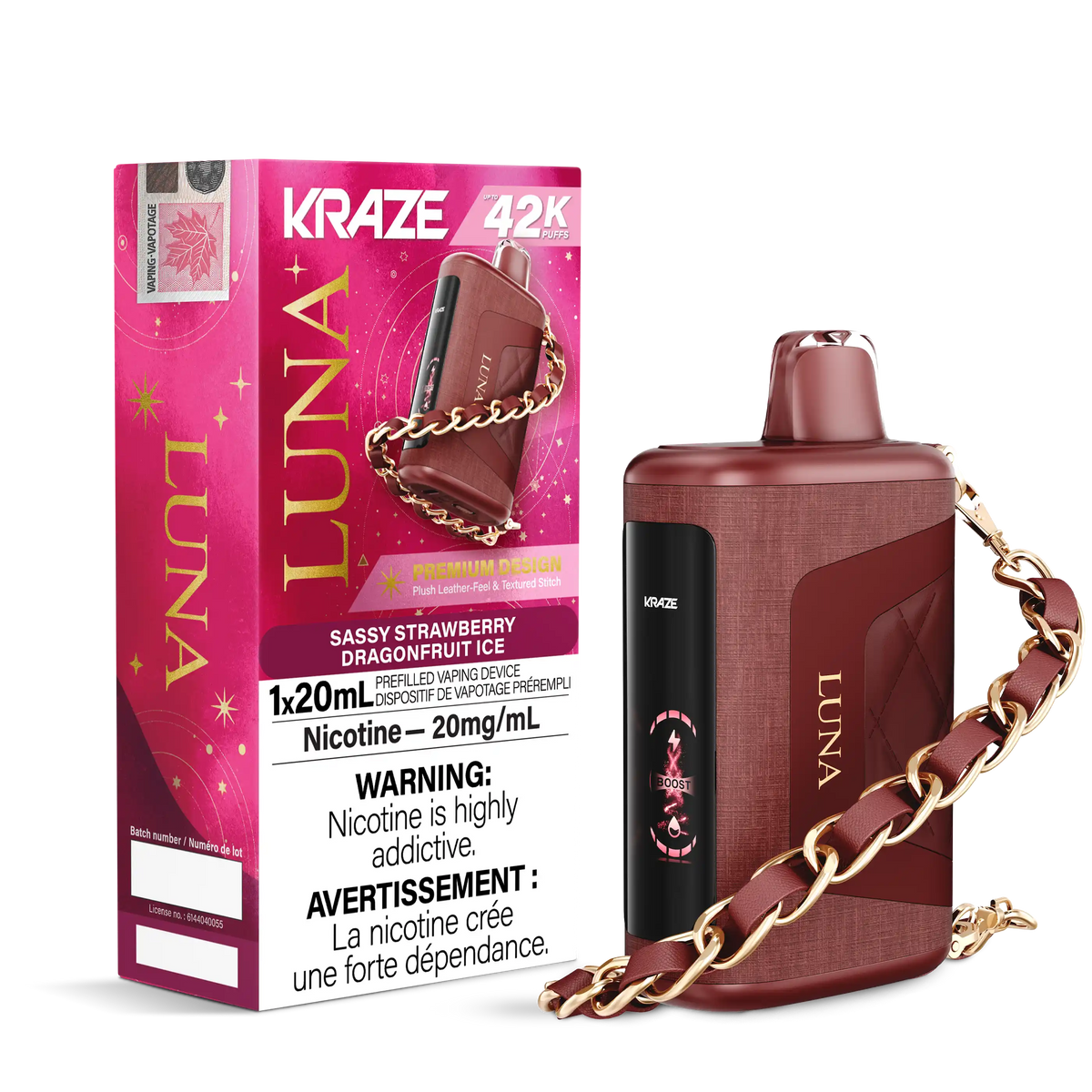 Sassy Strawberry Dragonfruit Ice Kraze Luna - Disposable 42K