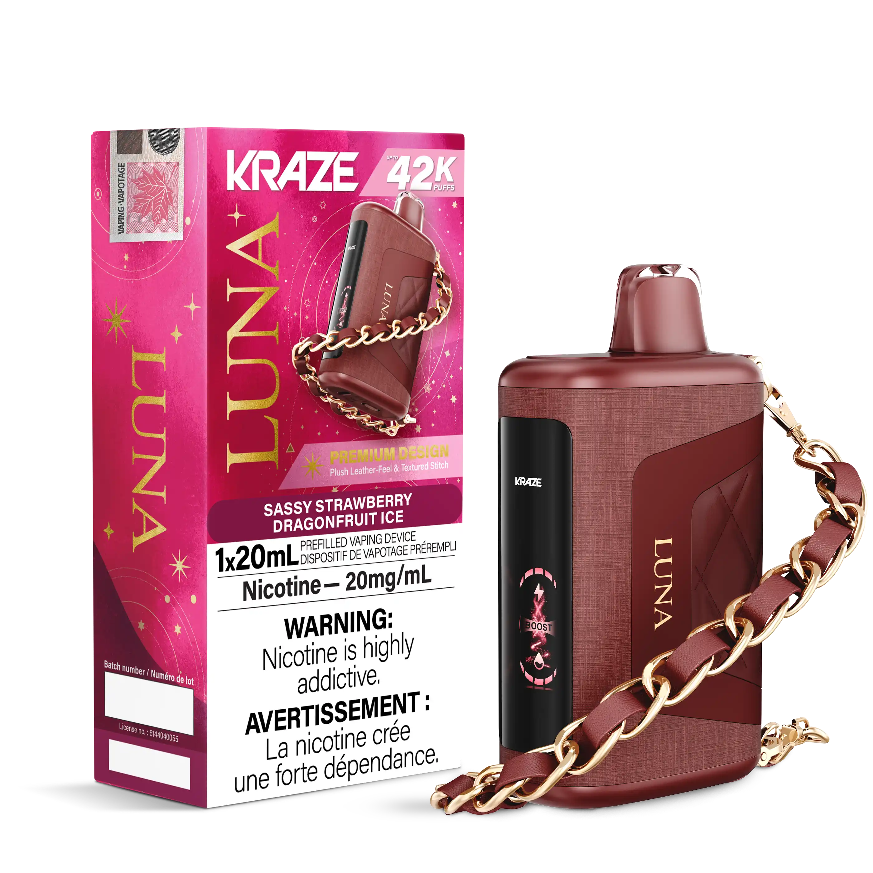 Sassy Strawberry Dragonfruit Ice Kraze Luna - Disposable 42K by KRAZE