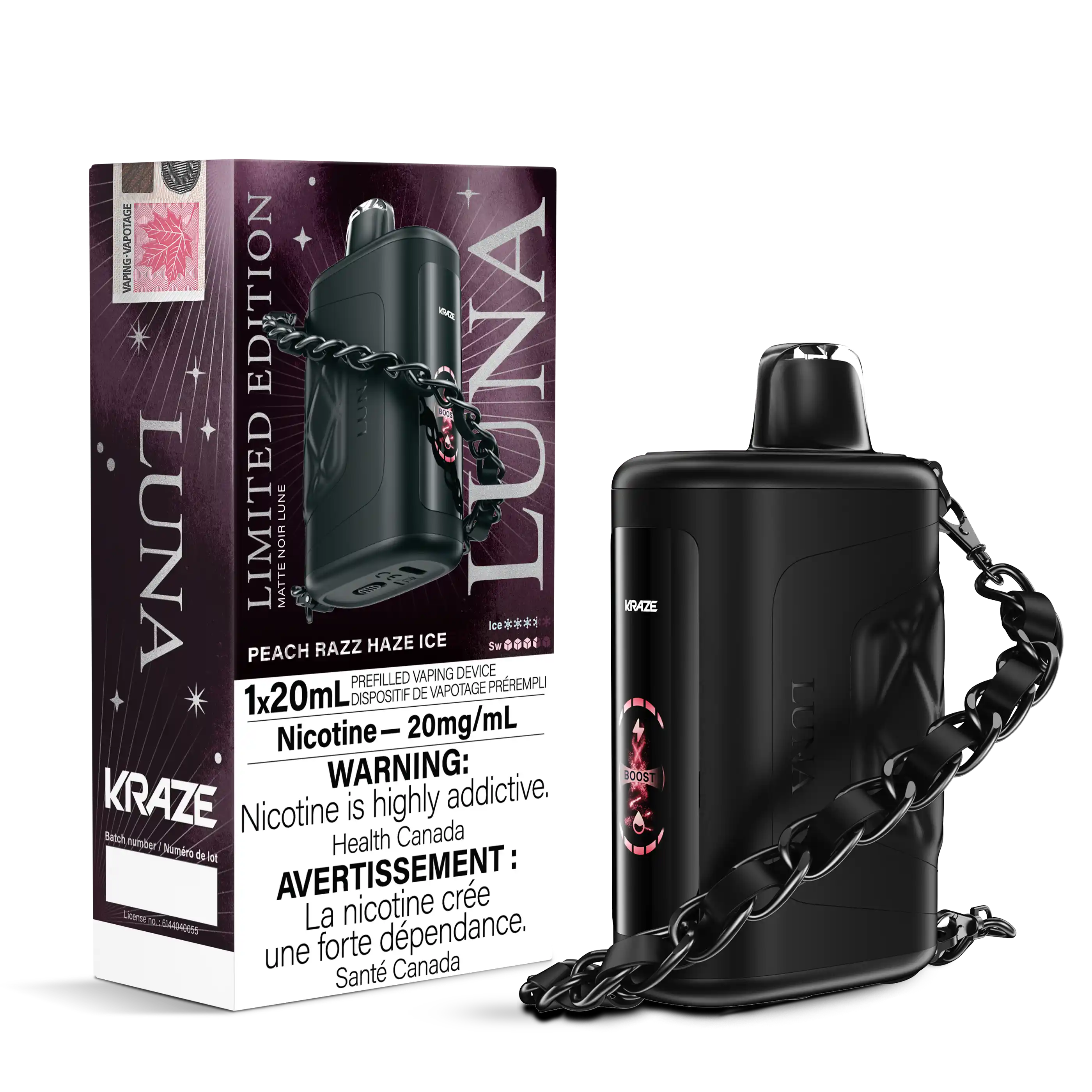 Limited Edition Peach Razz Haze Ice Kraze Luna - Disposable 42K