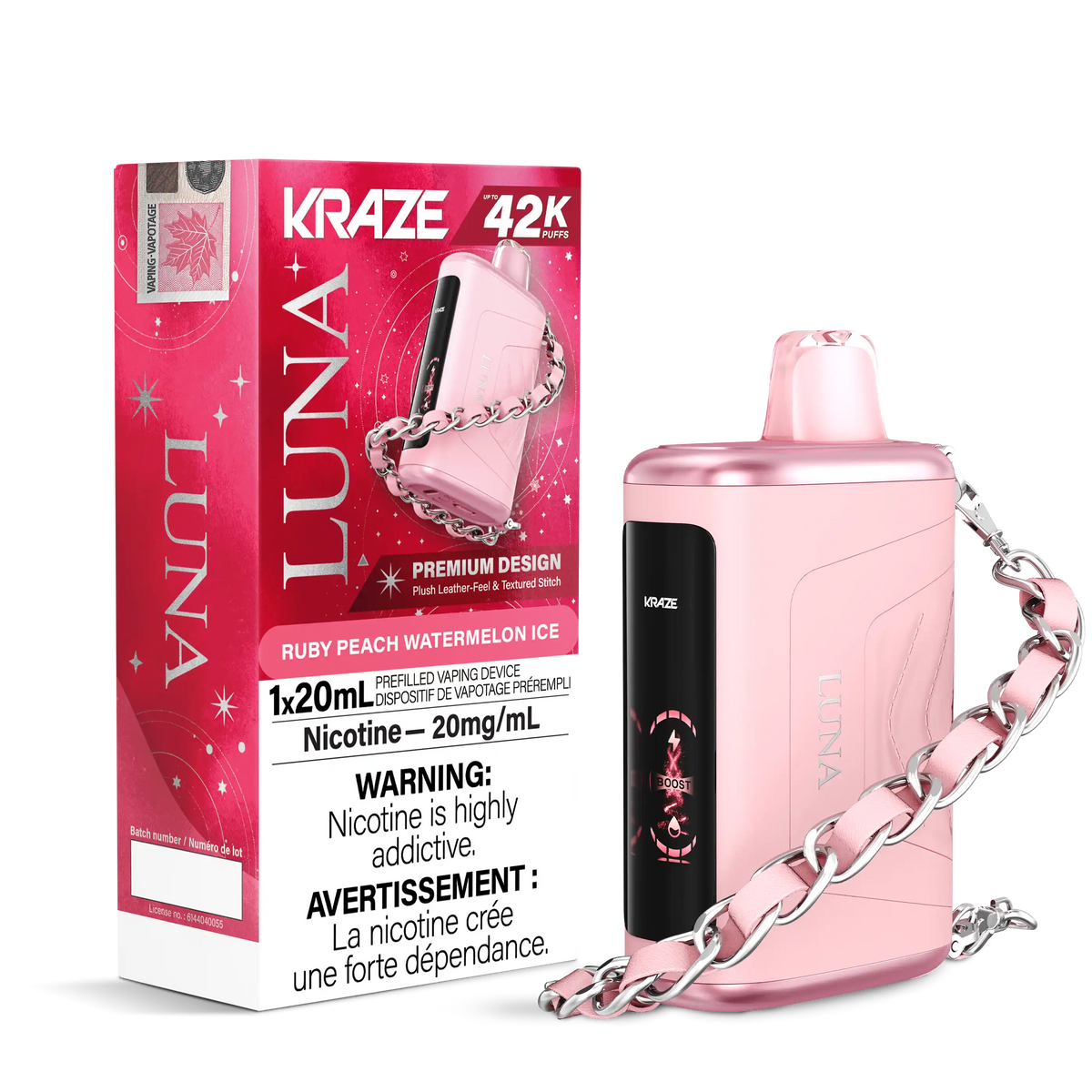 Ruby Peach Watermelon Ice Kraze Luna - Disposable 42K by KRAZE