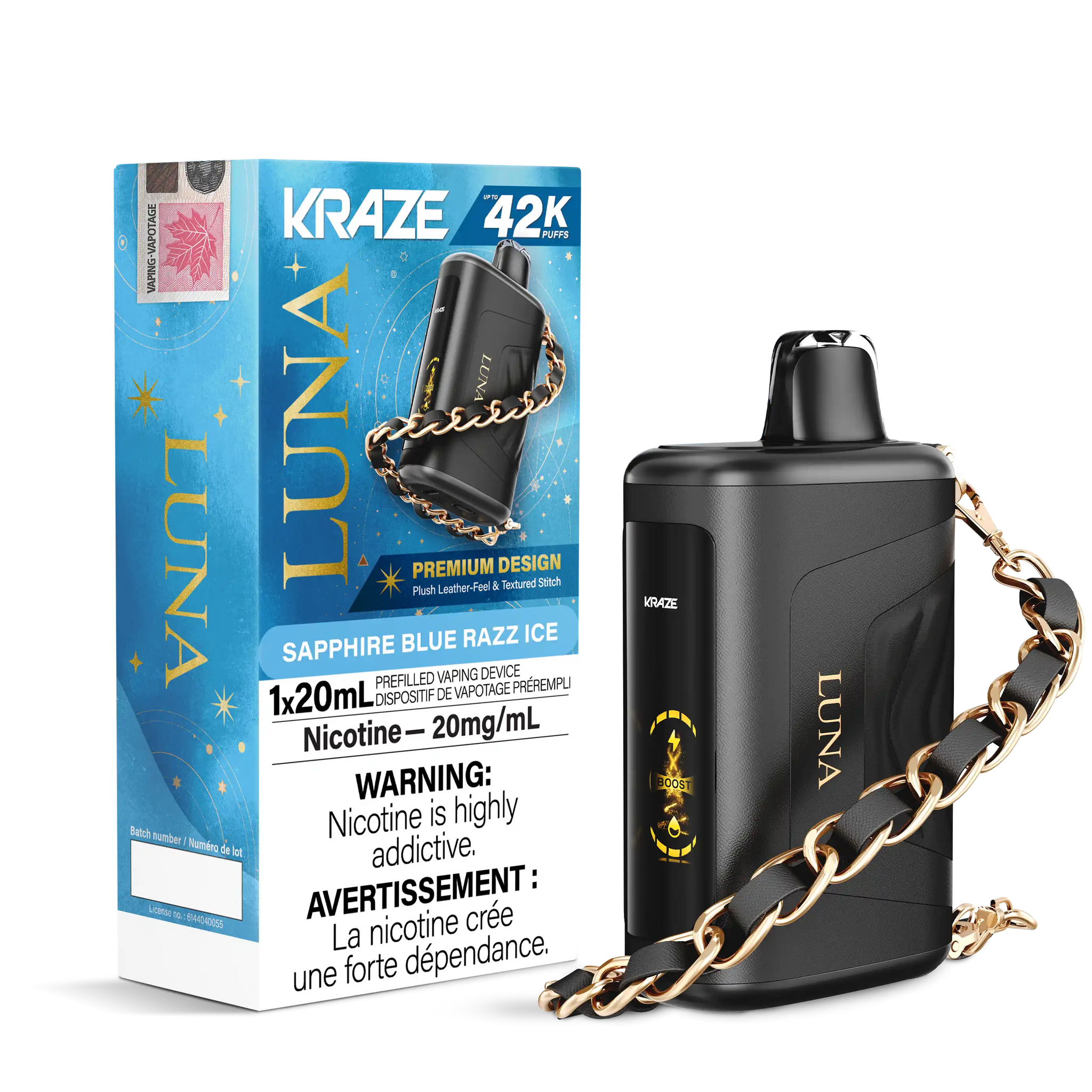 Sapphire Blue Razz Ice Kraze Luna - Disposable 42K