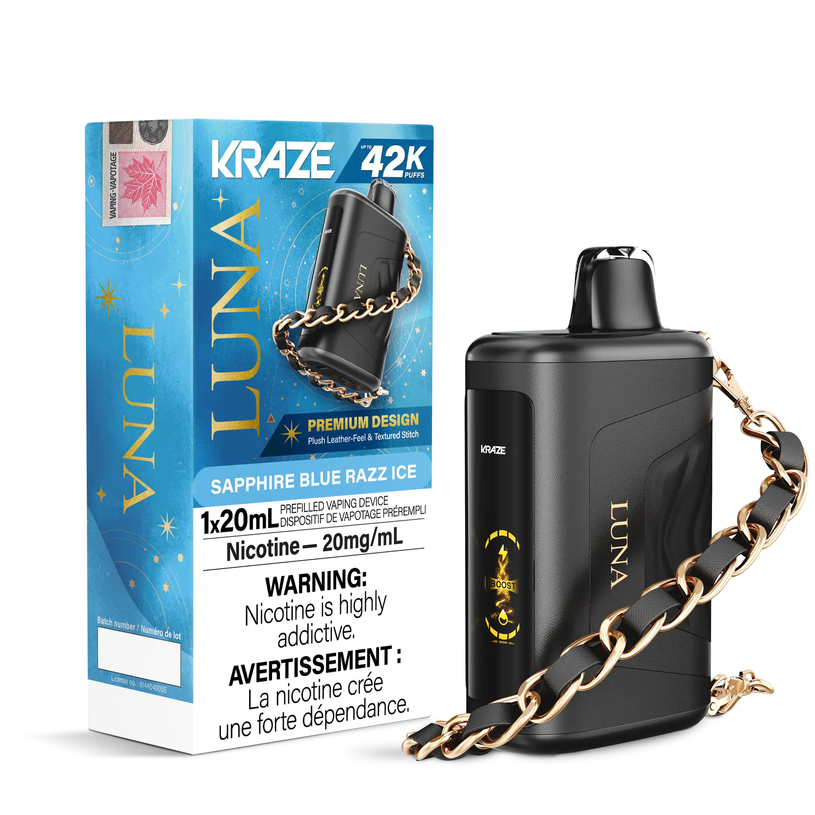 Sapphire Blue Razz Ice Kraze Luna - Disposable 42K