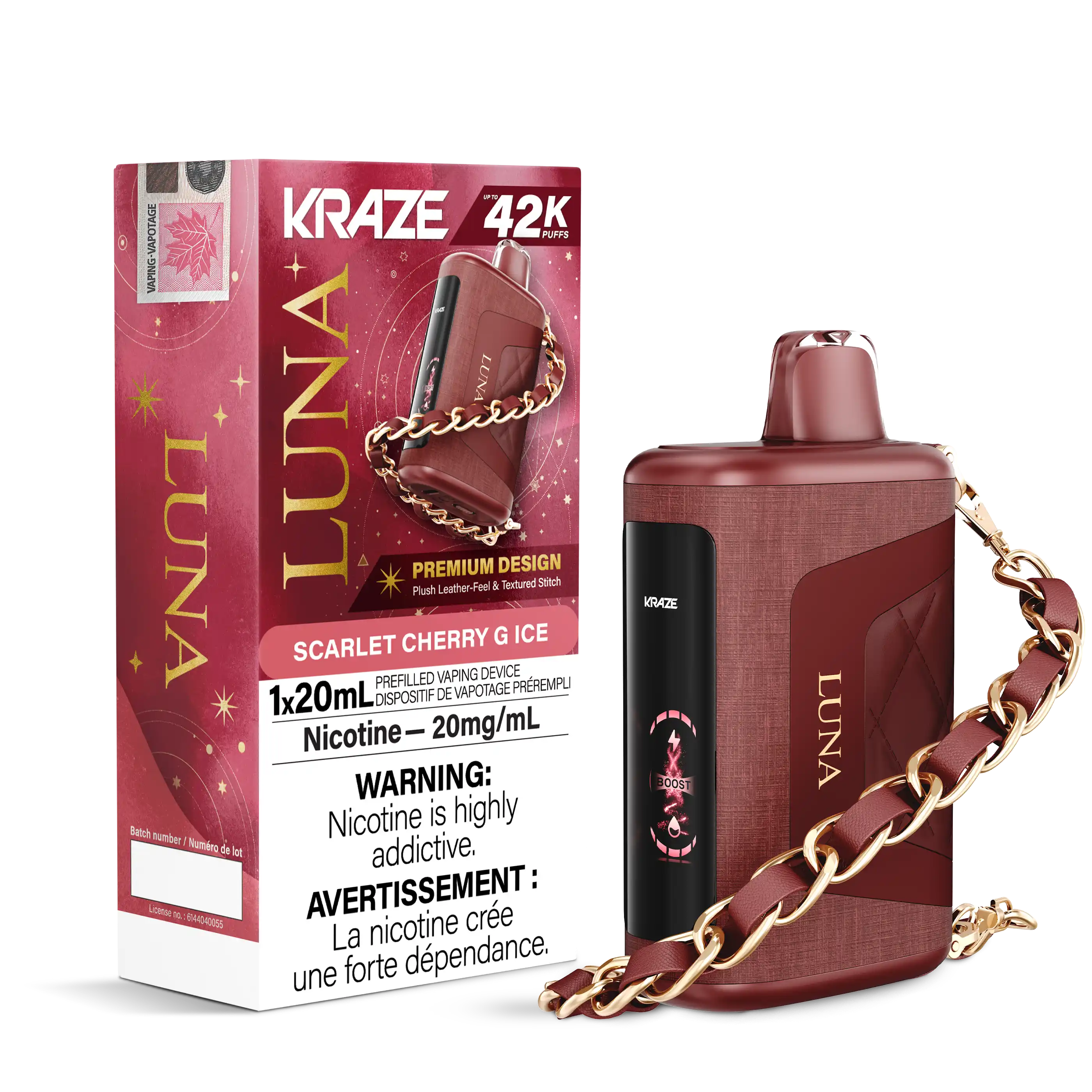 Scarlet Cherry G Ice Kraze Luna - Disposable 42K by KRAZE
