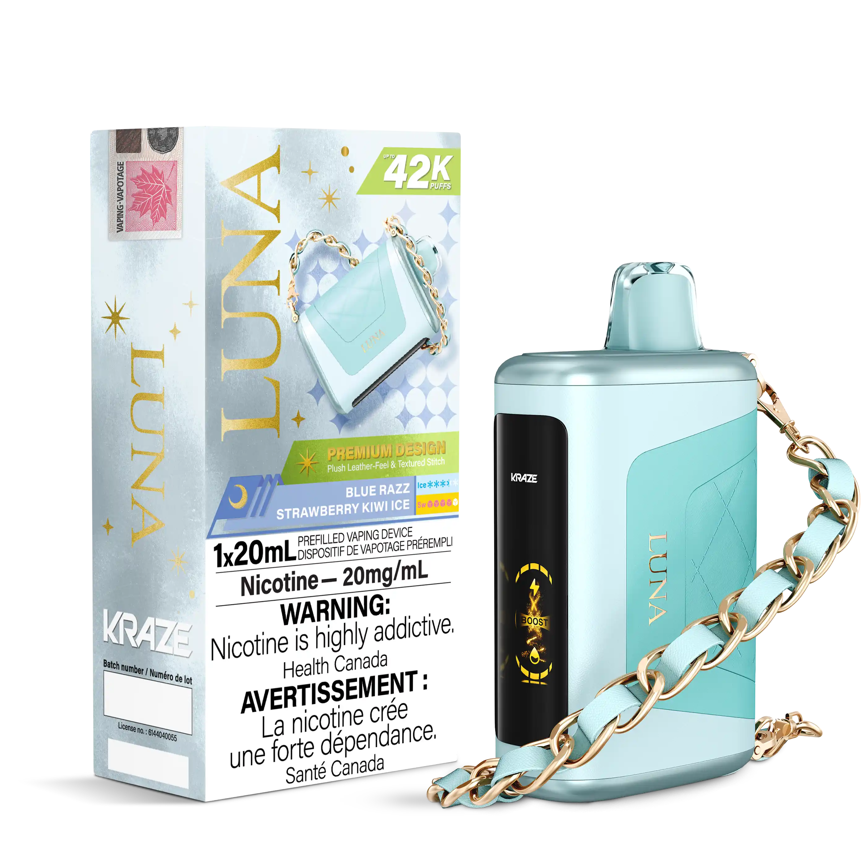 Blue Razz Strawberry Kiwi Ice Kraze Luna - Disposable 42K