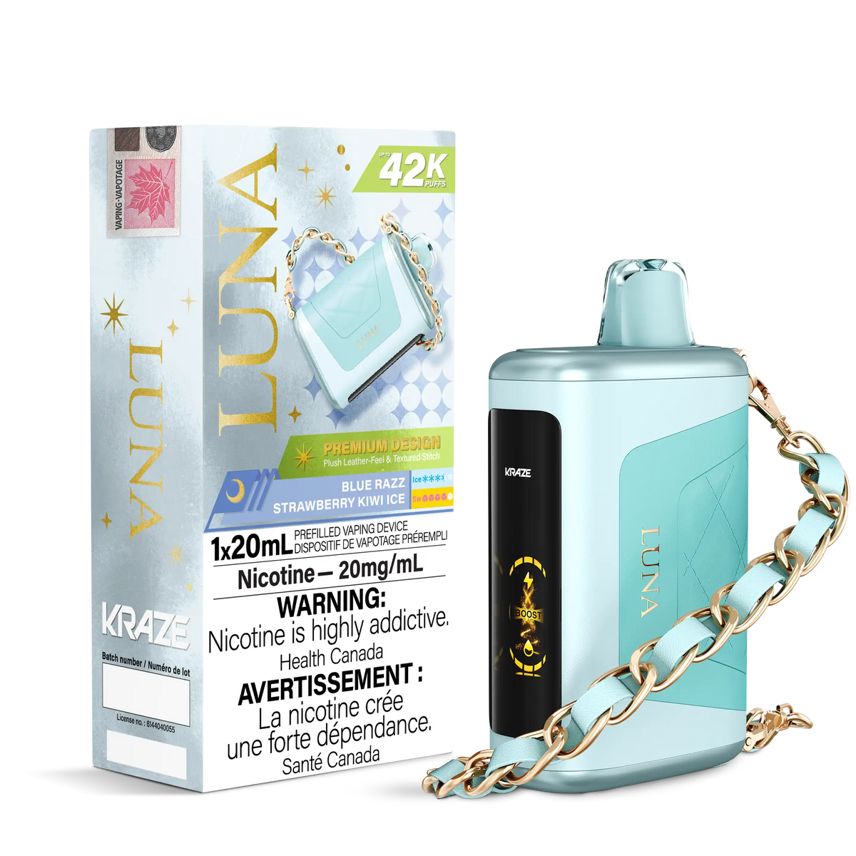 Blue Razz Strawberry Kiwi Ice Kraze Luna - Disposable 42K by KRAZE