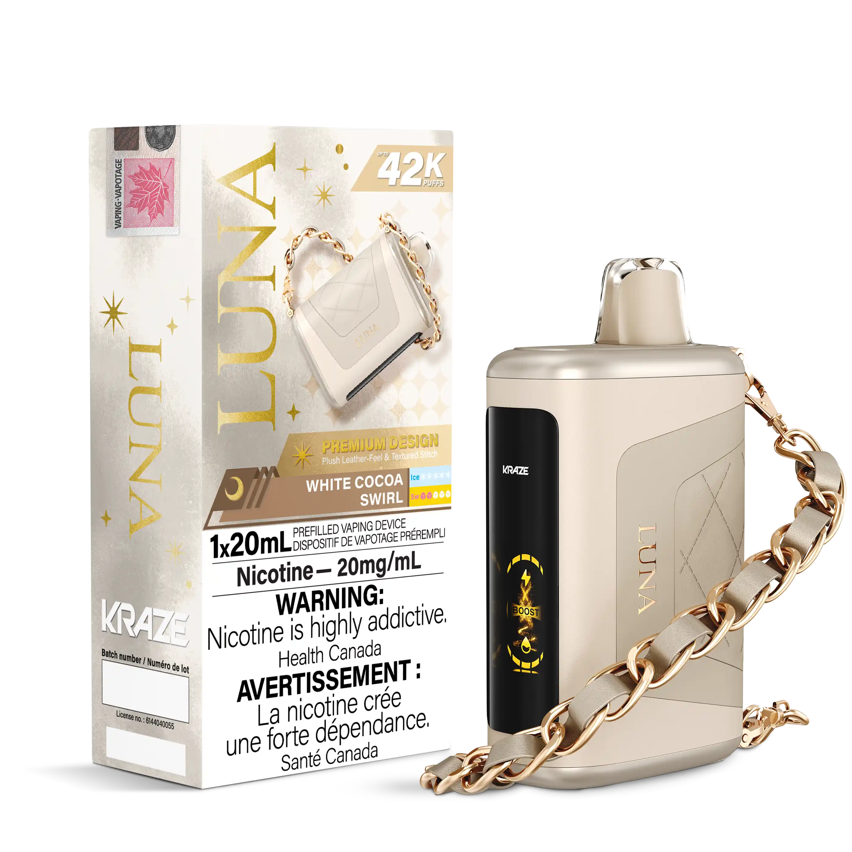 White Cocoa Swirl Kraze Luna - Disposable 42K by KRAZE