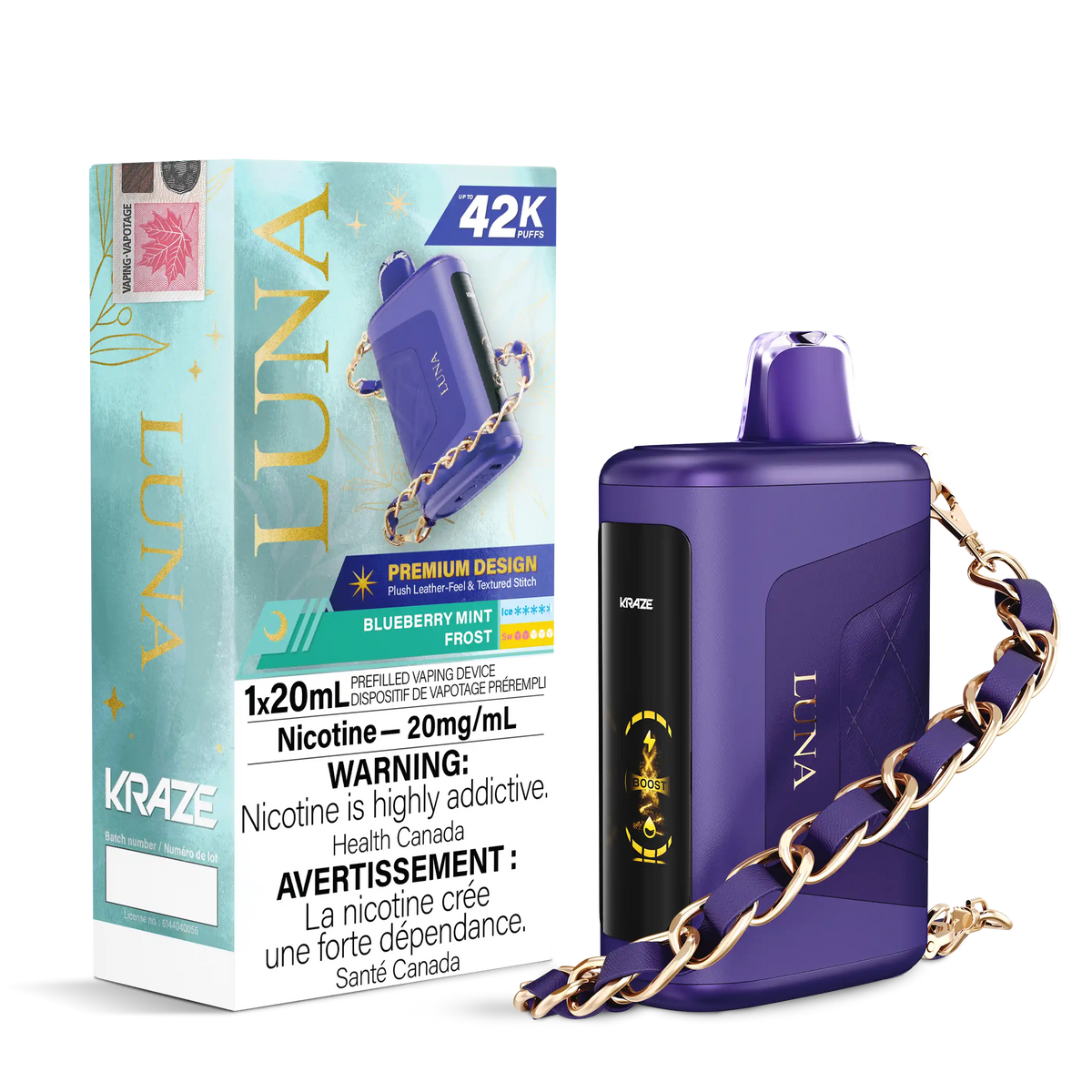 Blueberry Mint Frost Kraze Luna - Disposable 42K by KRAZE