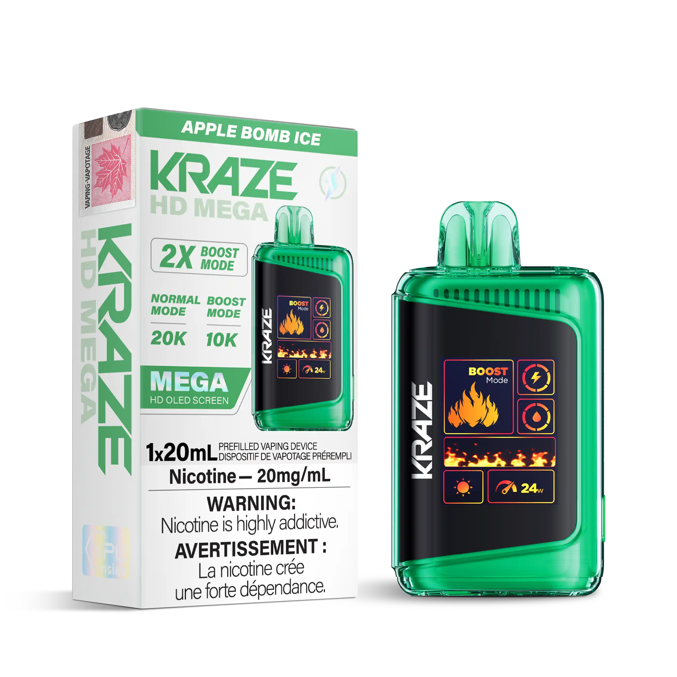 Apple Bomb Ice Kraze HD Mega - Disposable 20K by KRAZE