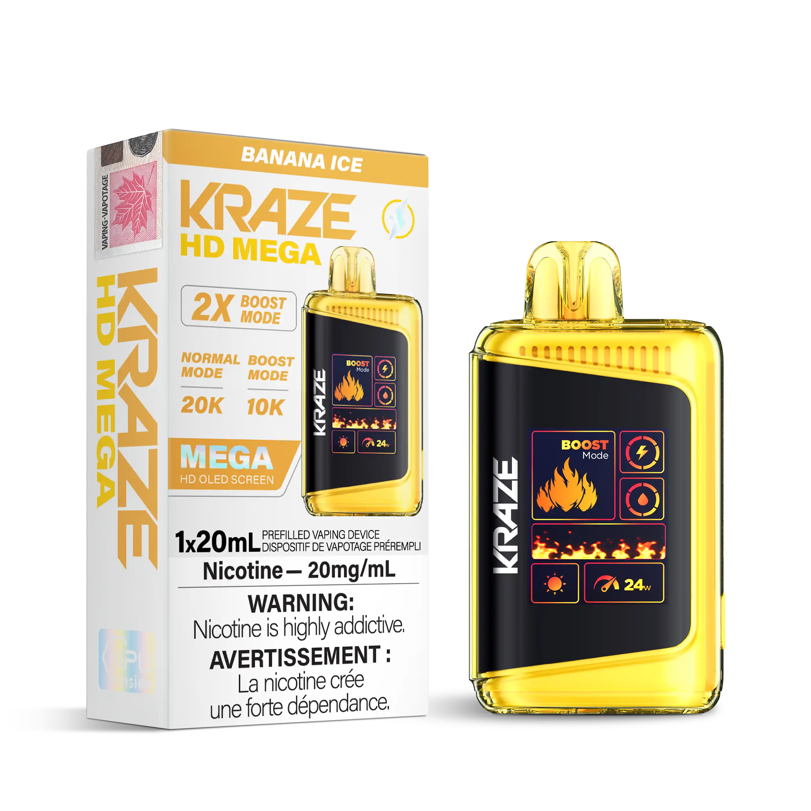 Banana Ice Kraze HD Mega - Disposable 20K by KRAZE