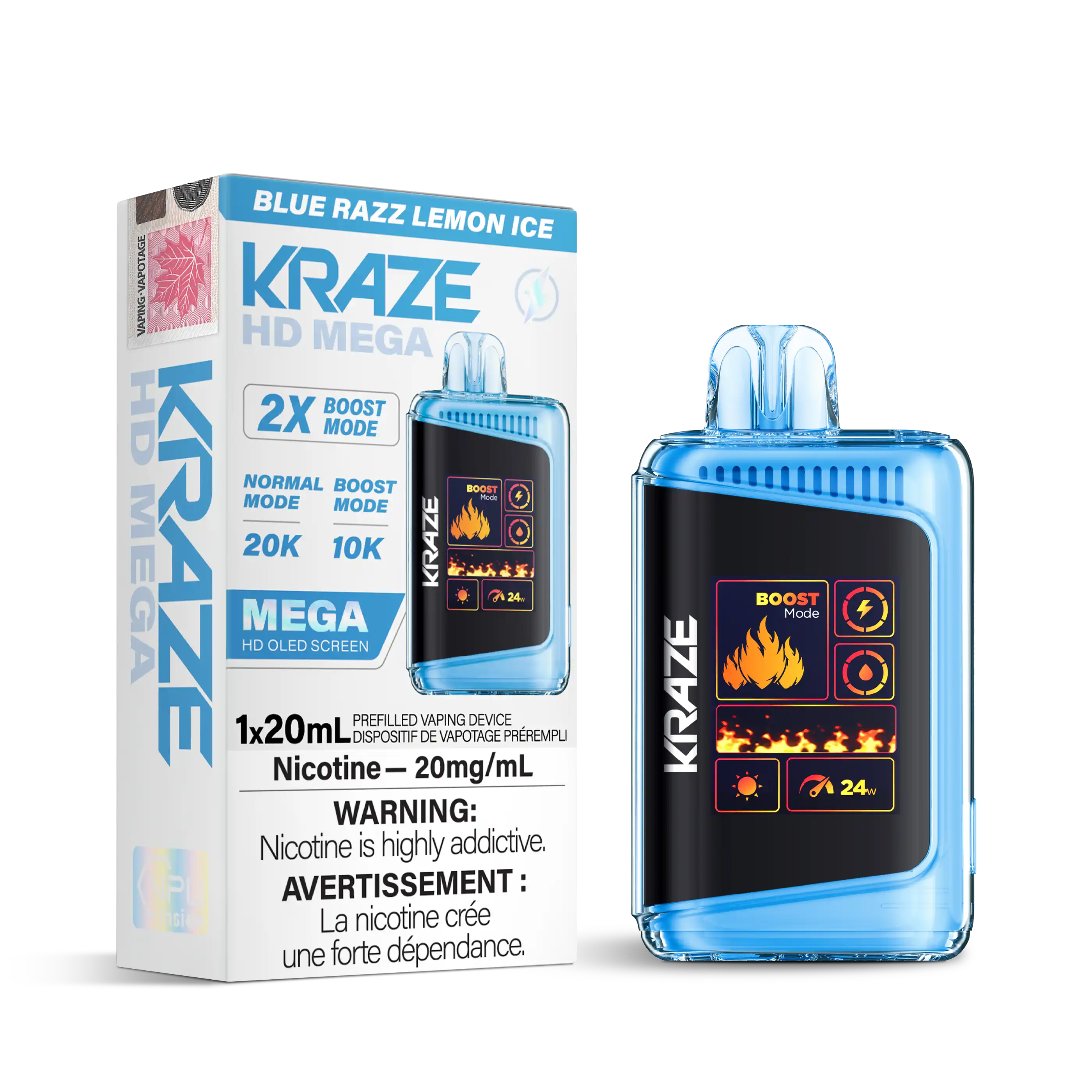 Blue Razz Lemon Ice Kraze HD Mega - Disposable 20K by KRAZE