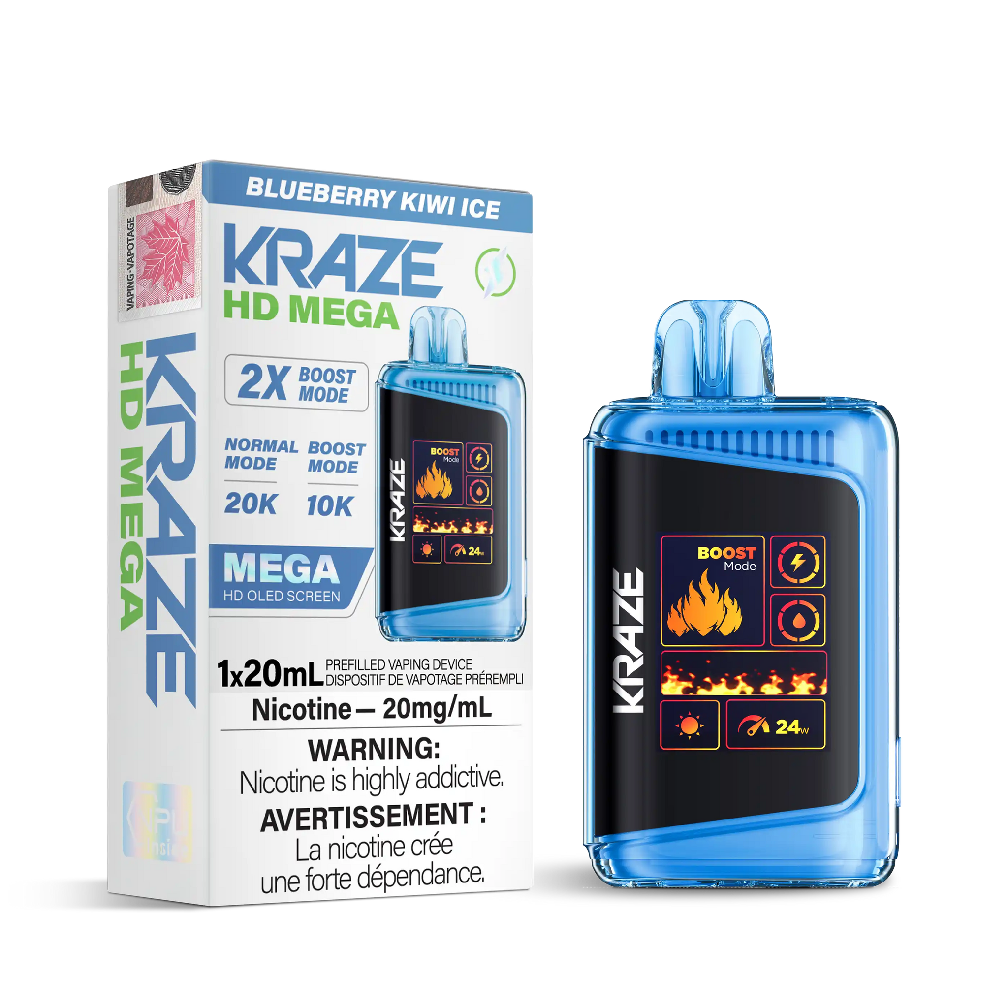 Blueberry Kiwi Ice Kraze HD Mega - Disposable 20K