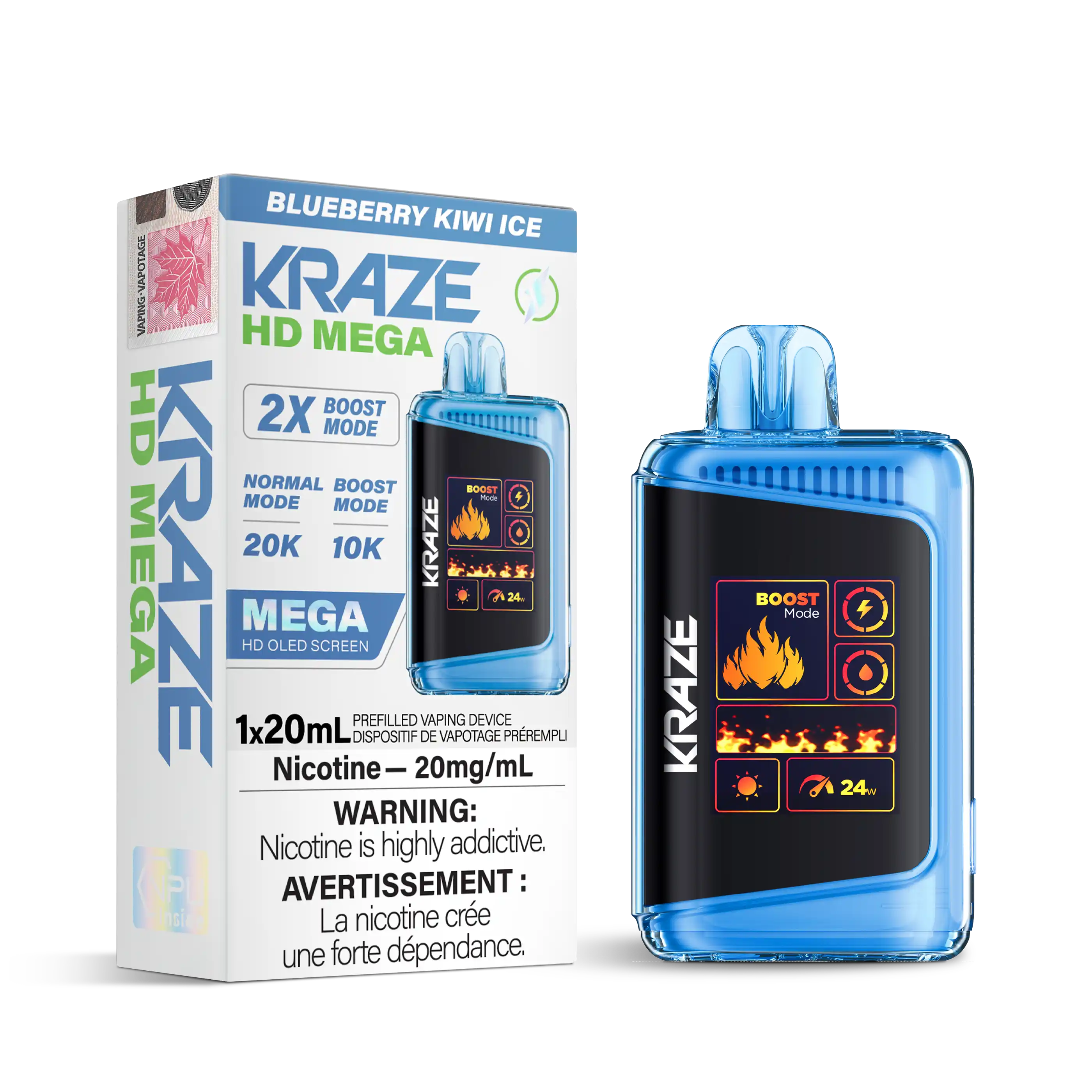 Blueberry Kiwi Ice Kraze HD Mega - Disposable 20K by KRAZE