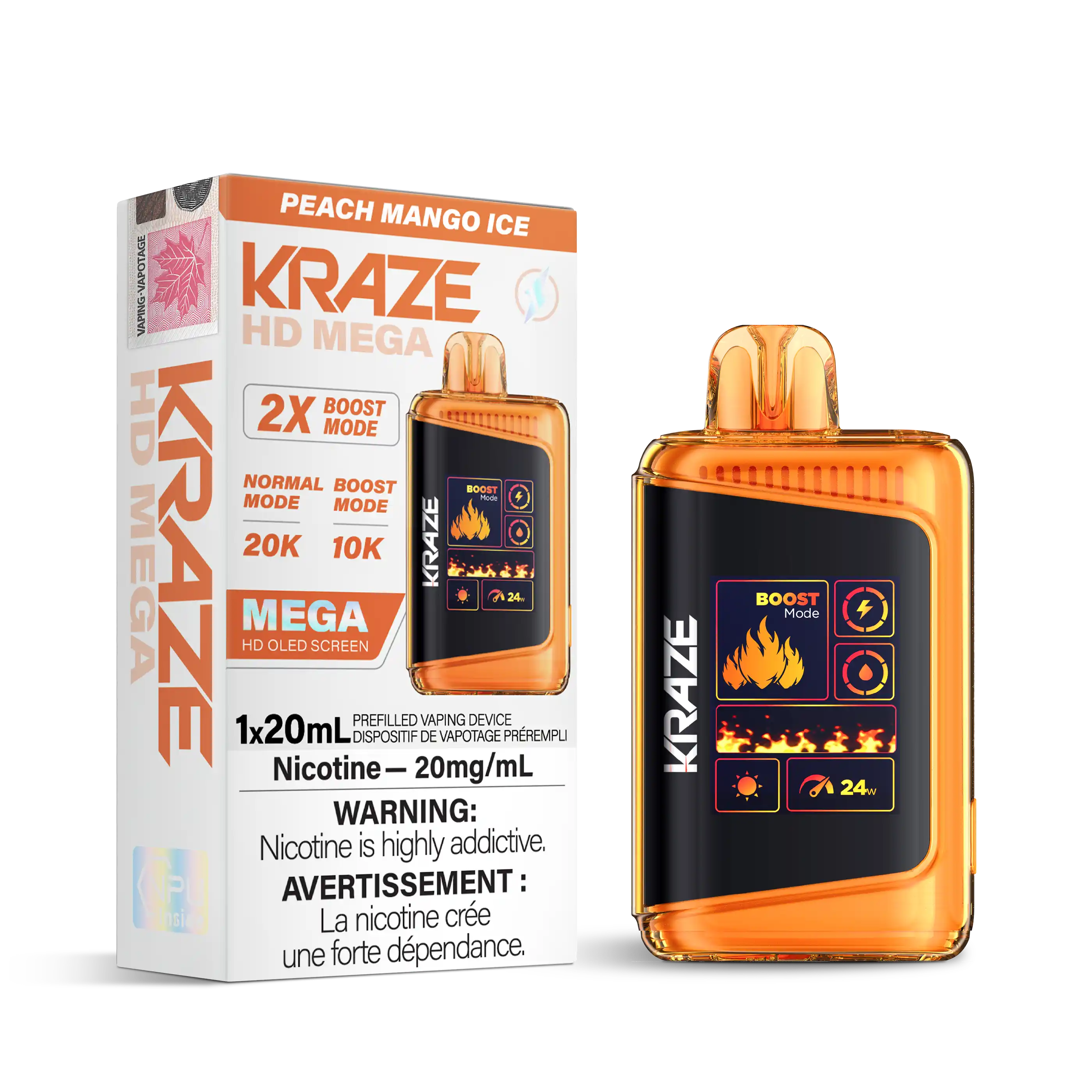 Peach Mango Ice Kraze HD Mega - Disposable 20K by KRAZE