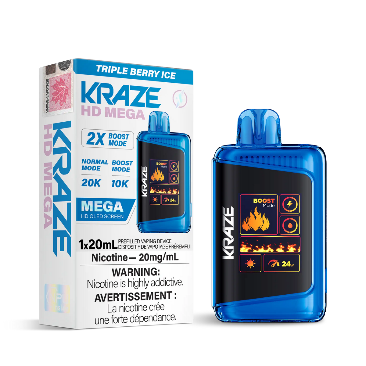 Triple Berry Ice Kraze HD Mega - Disposable 20K