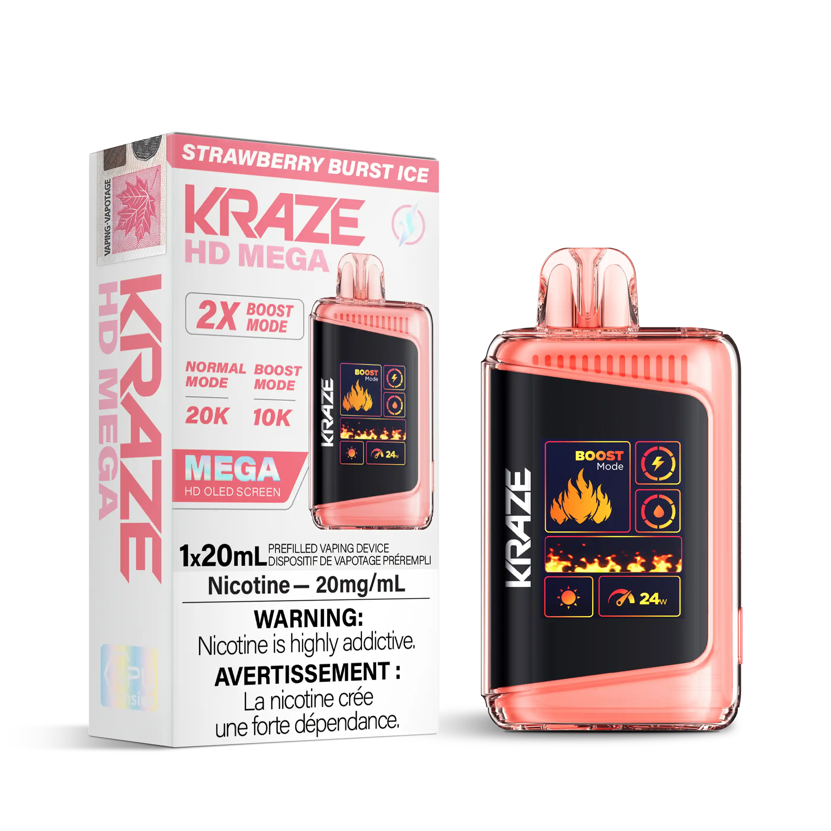 Strawberry Burst Ice Kraze HD Mega - Disposable 20K by KRAZE