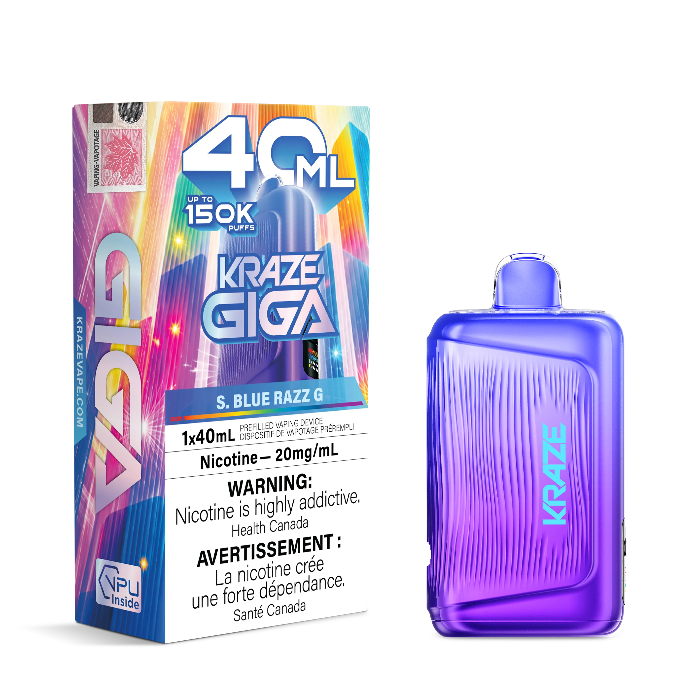 S. Blue Razz G Kraze Giga - Disposable 150K