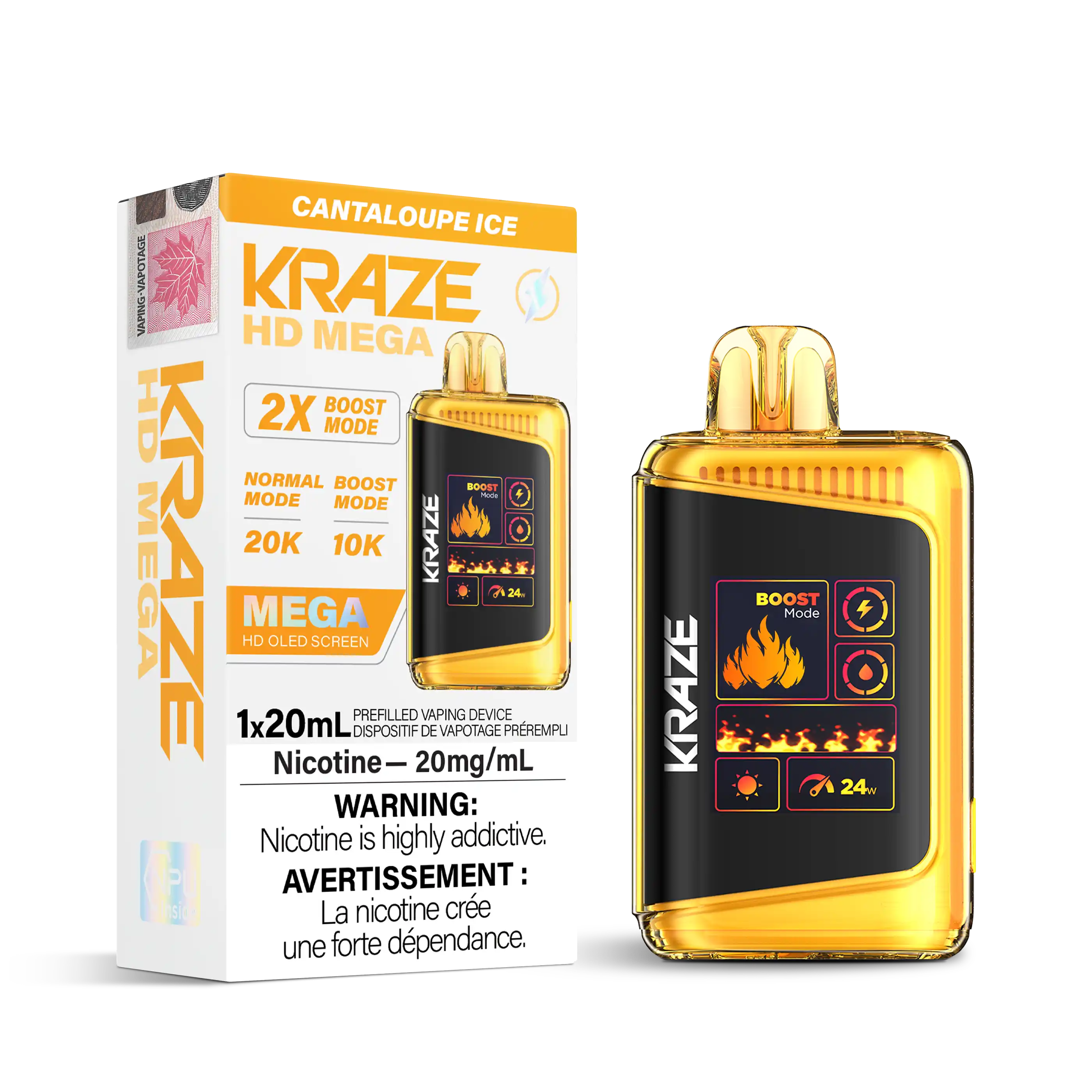 Cantaloupe Ice Kraze HD Mega - Disposable 20K by KRAZE