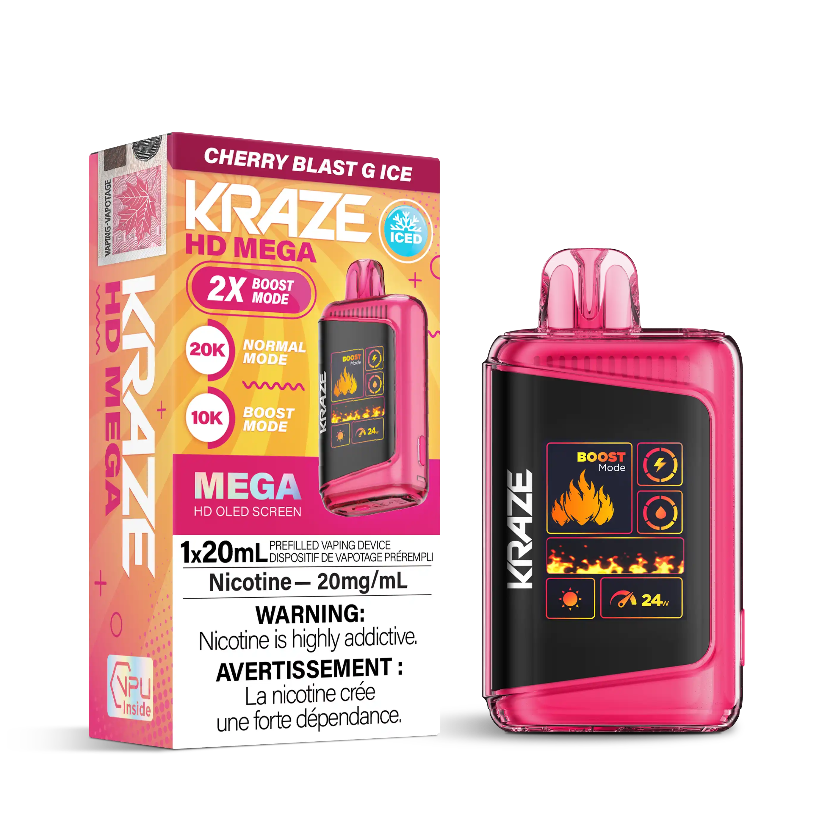 Cherry Blast G Ice Kraze HD Mega - Disposable 20K by KRAZE