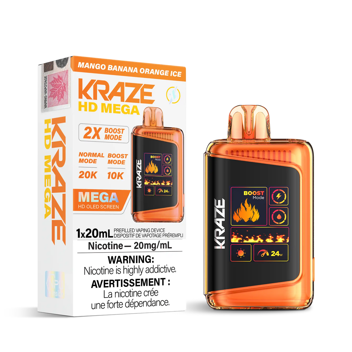 Mango Banana Orange Ice Kraze HD Mega - Disposable 20K Ice
