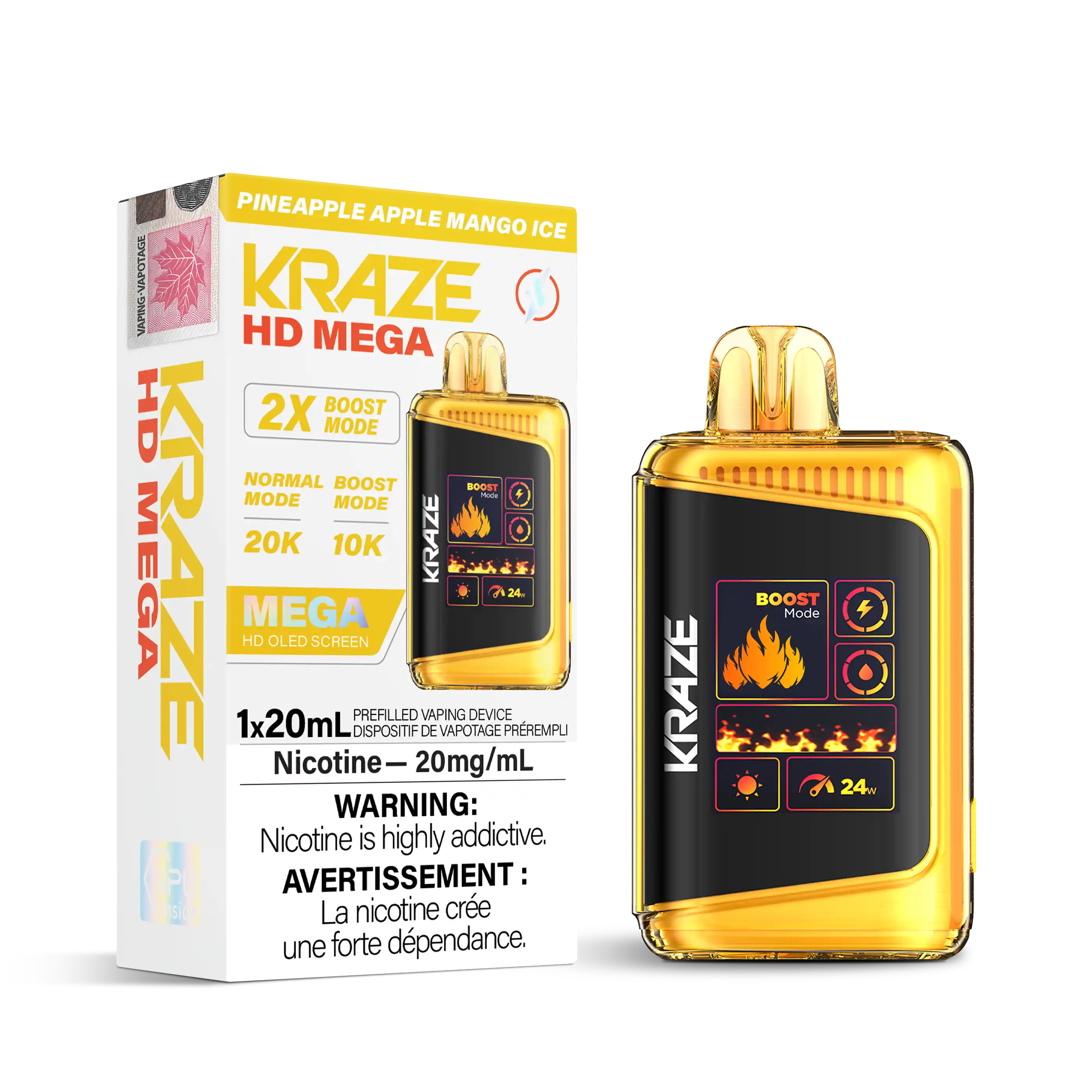 Pineapple Apple Mango Ice Kraze HD Mega - Disposable 20K by KRAZE