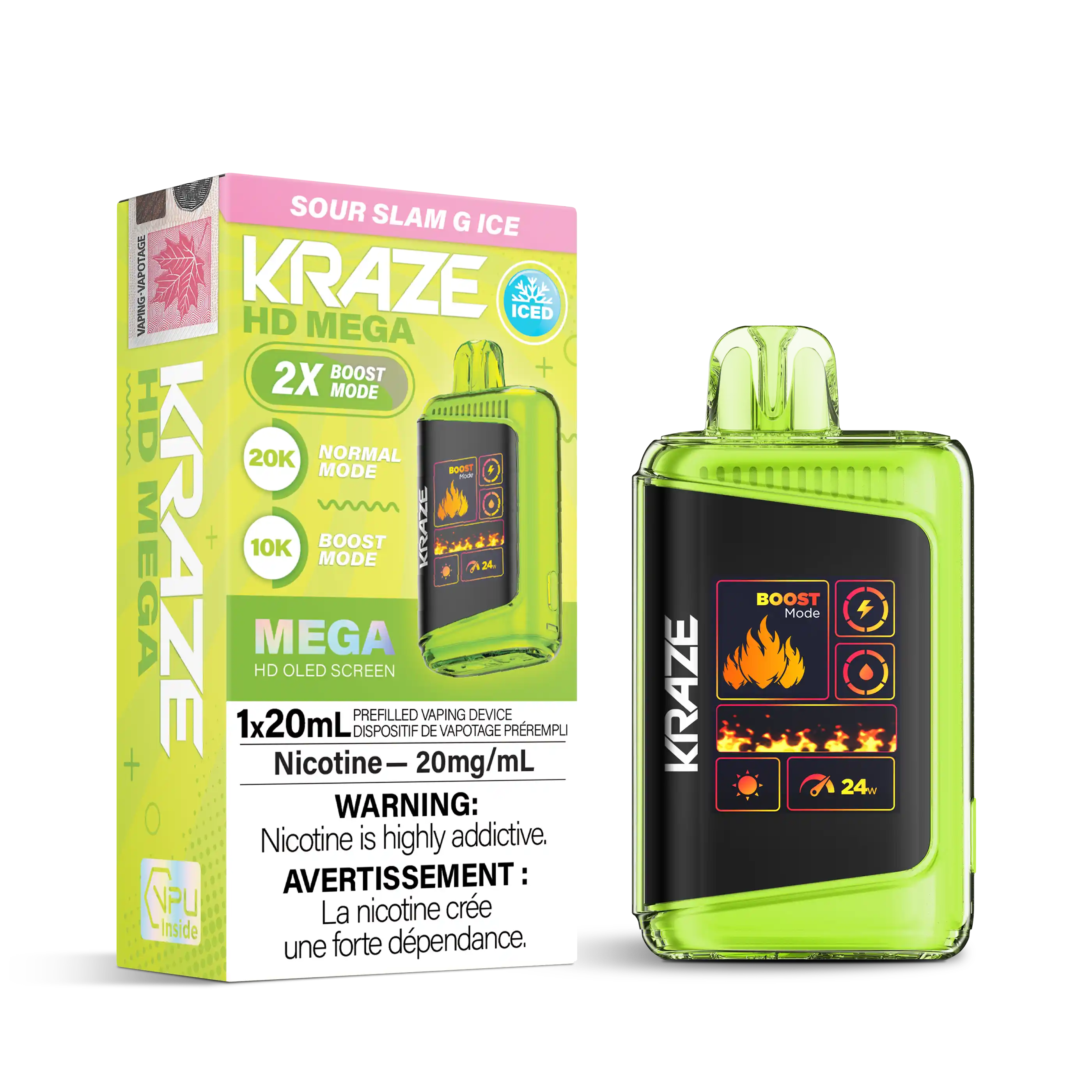 Sour Slam G Ice Kraze HD Mega - Disposable 20K by KRAZE