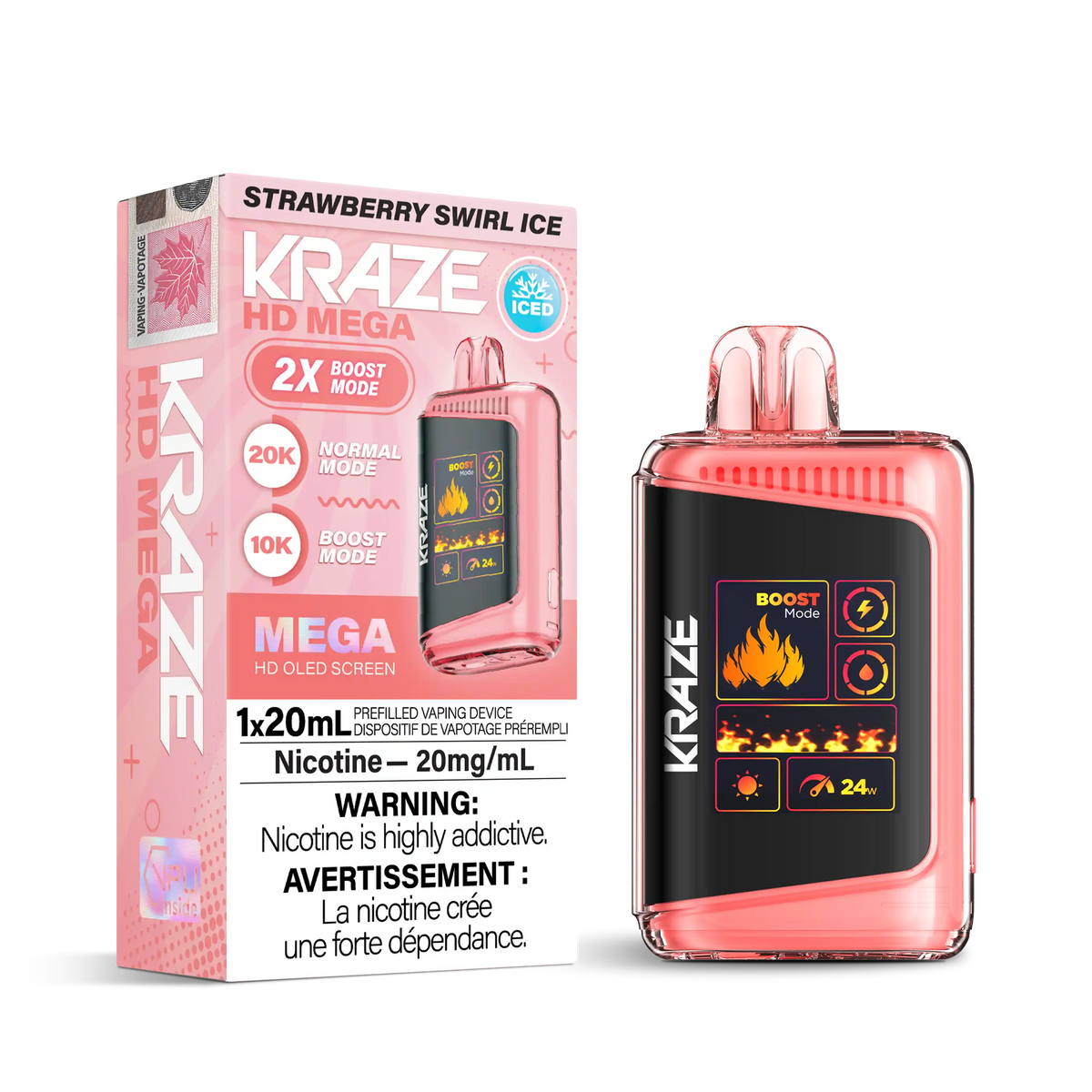 Strawberry Swirl Ice Kraze HD Mega - Disposable 20K by KRAZE