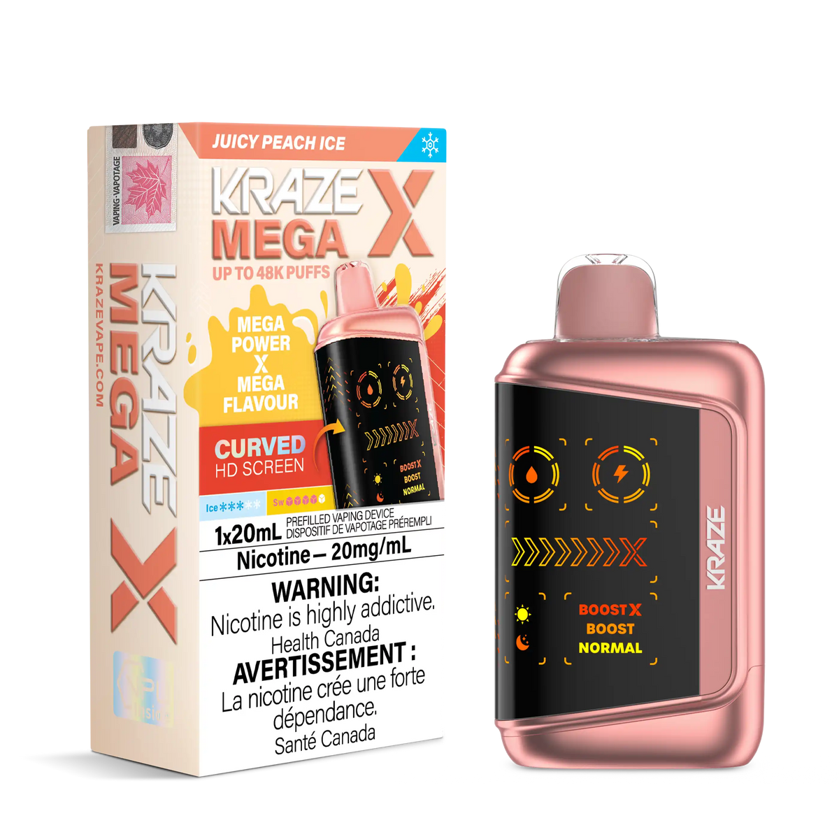 Juicy Peach Ice Kraze Mega X - Disposable 48K by KRAZE