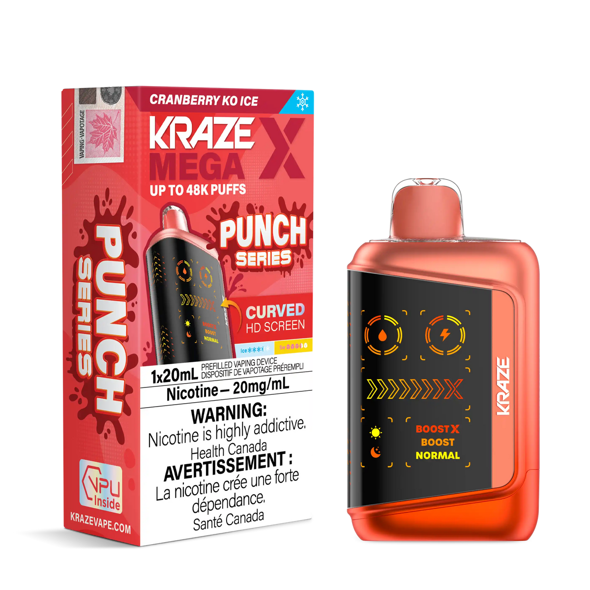 Cranberry KO Ice Kraze Mega X - Disposable 48K by KRAZE