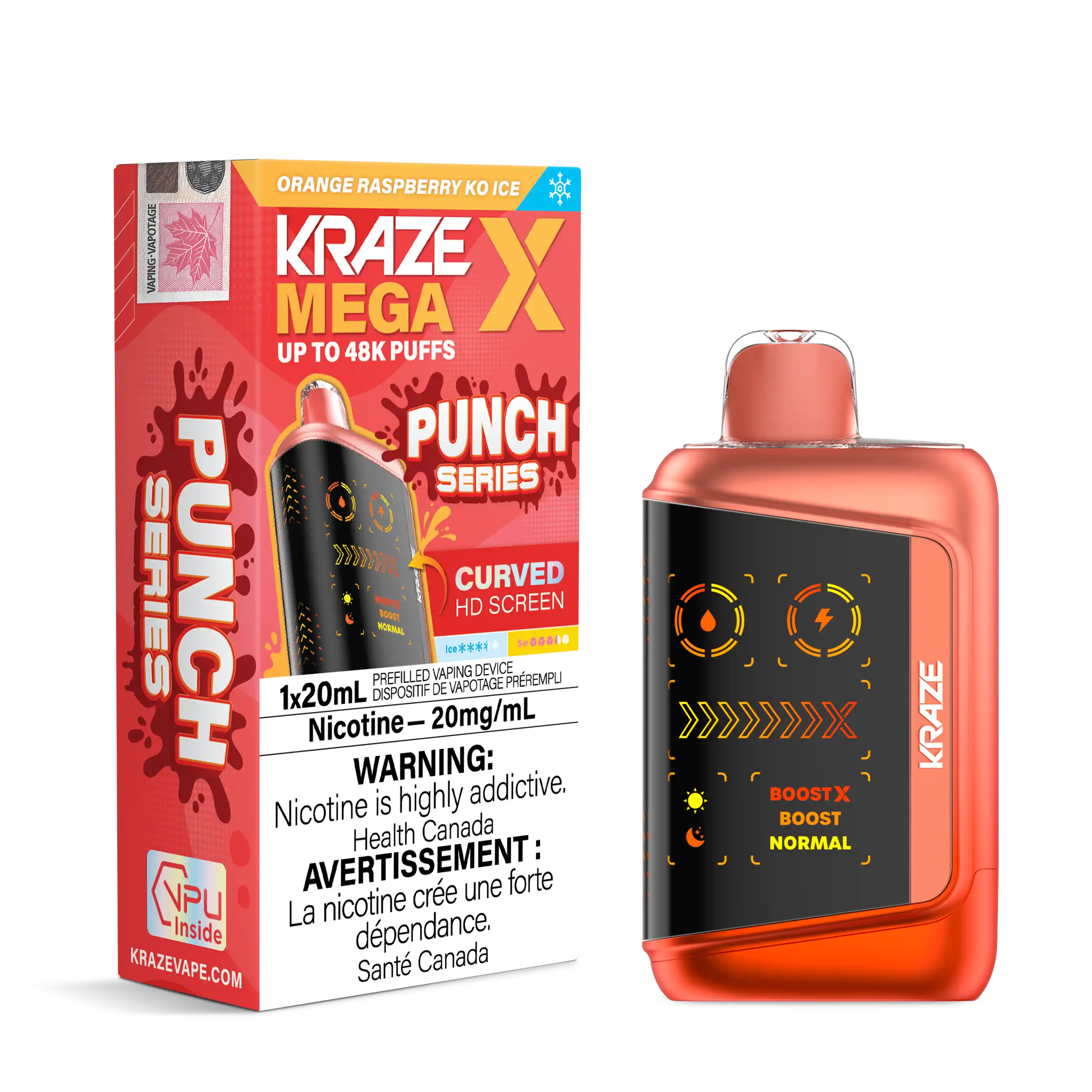 Orange Raspberry KO Ice Kraze Mega X - Disposable 48K by KRAZE