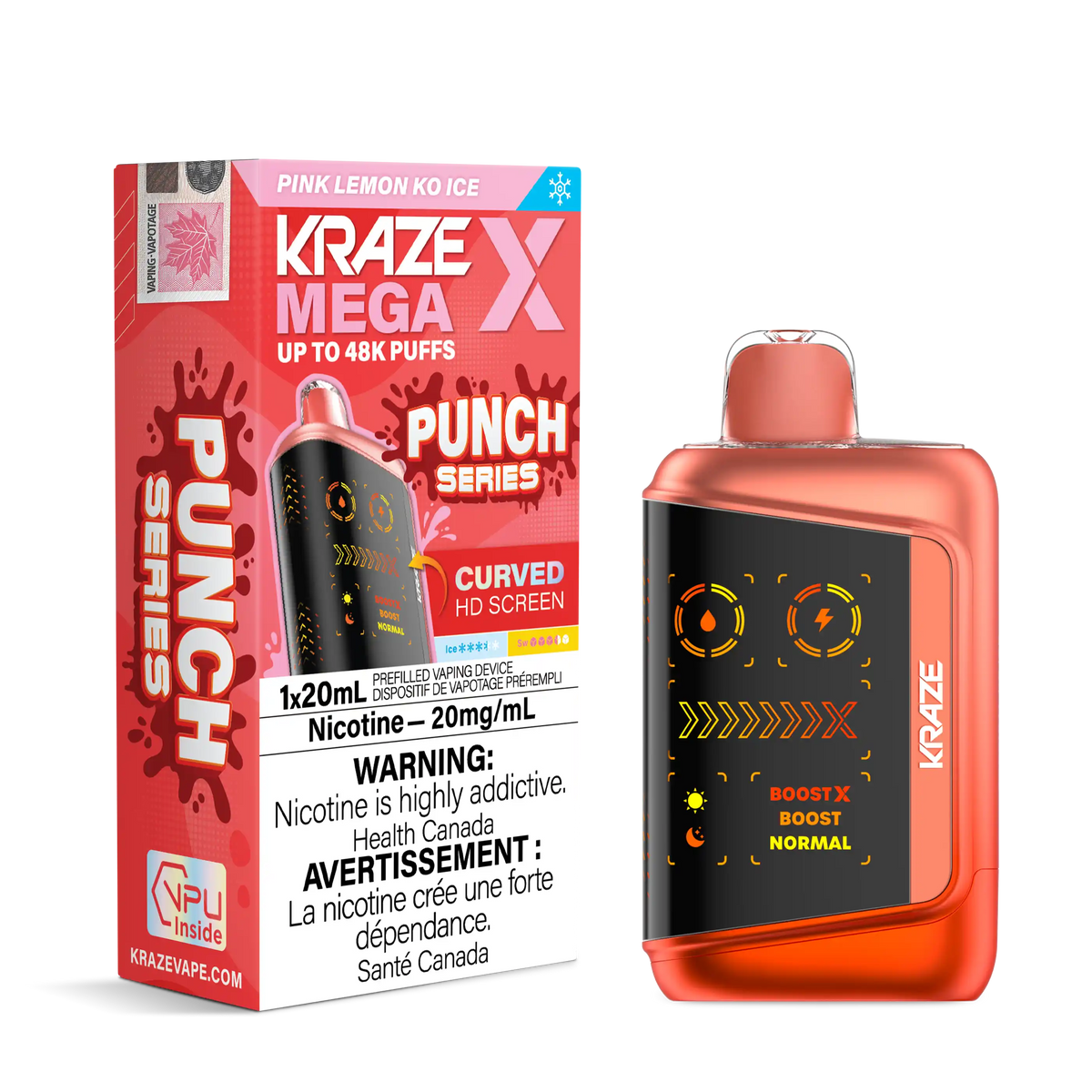 Pink Lemon KO Ice Kraze Mega X - Disposable 48K by KRAZE