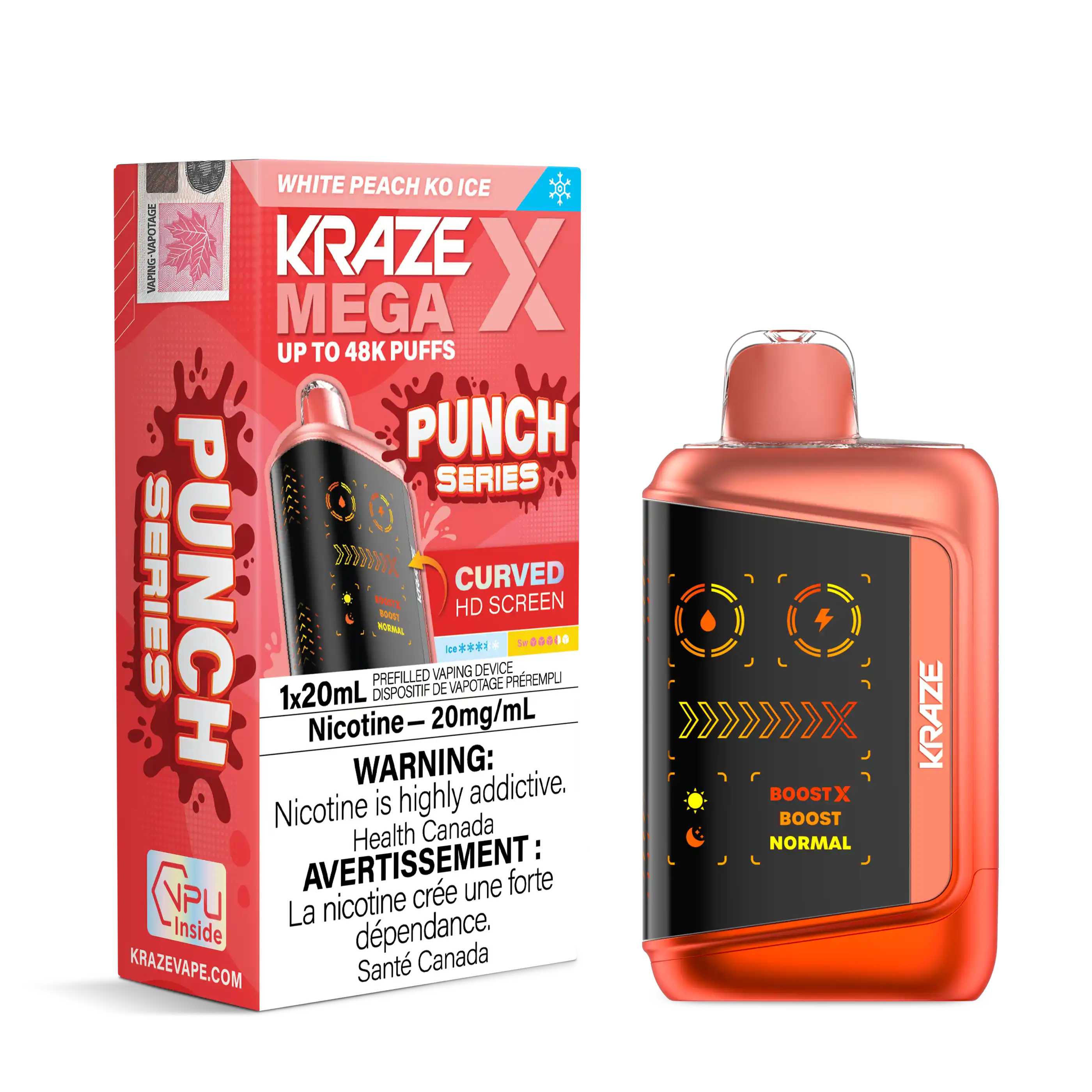 White Peach KO Ice Kraze Mega X - Disposable 48K