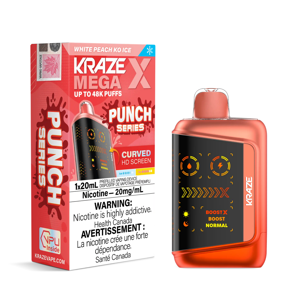 White Peach KO Ice Kraze Mega X - Disposable 48K by KRAZE