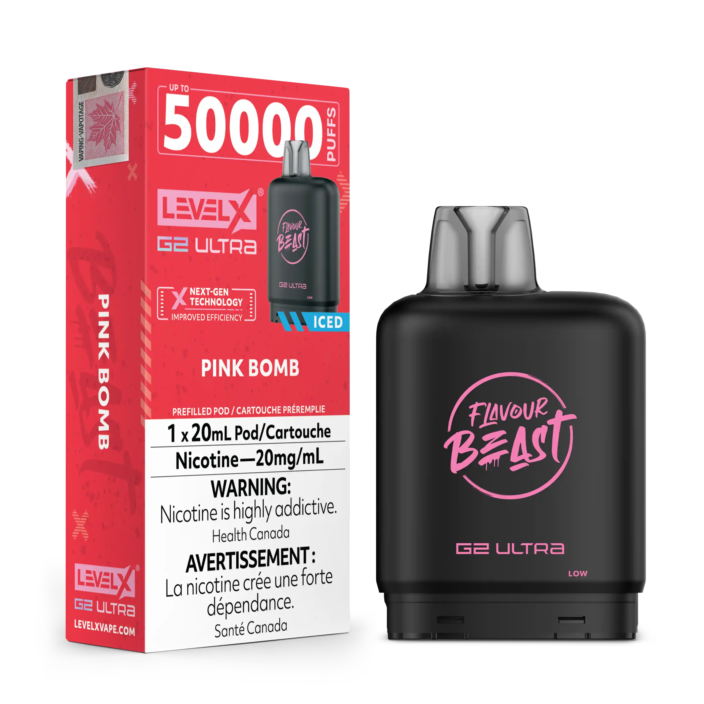Pink Bomb Iced by Level X Flavour Beast G2 Ultra 50K