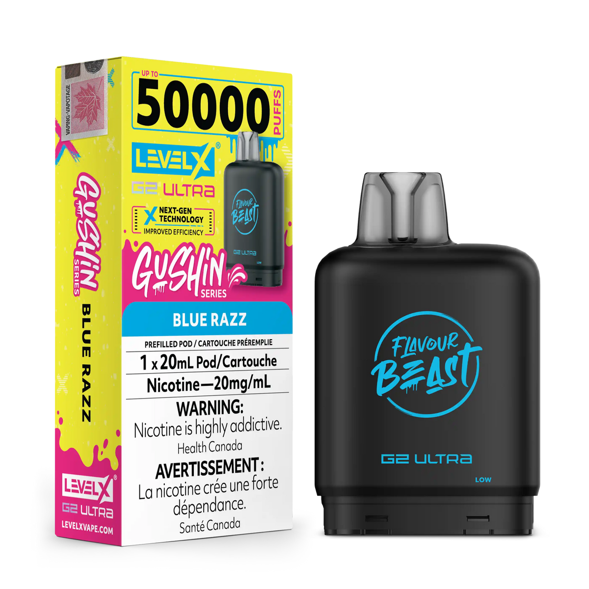 Gushin Blue Razz by Level X Flavour Beast G2 Ultra 50K