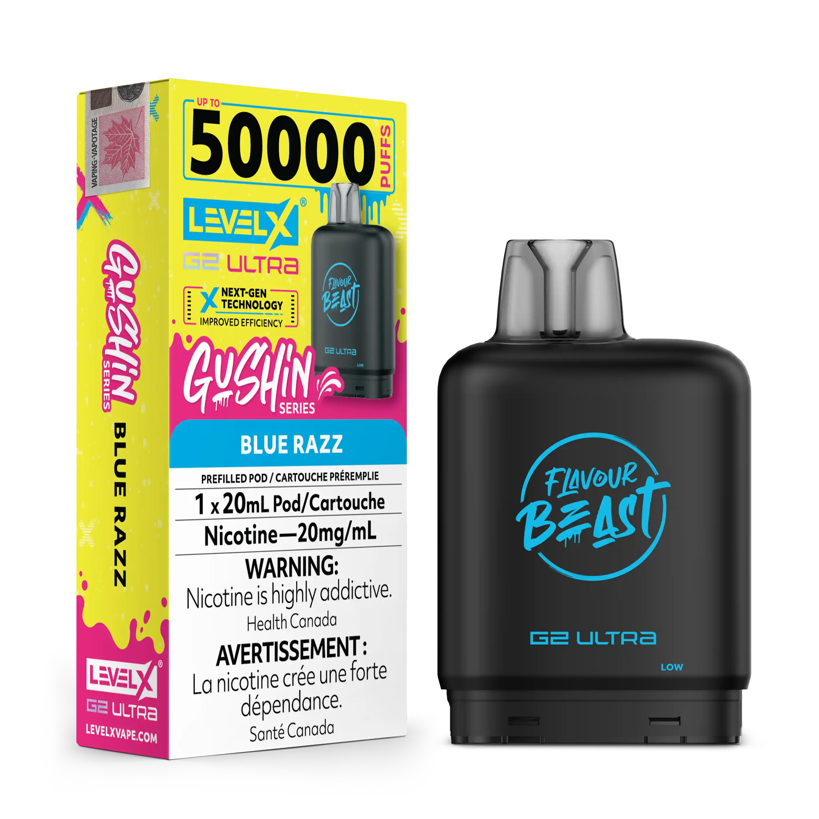 Gushin Blue Razz by Level X Flavour Beast G2 Ultra 50K