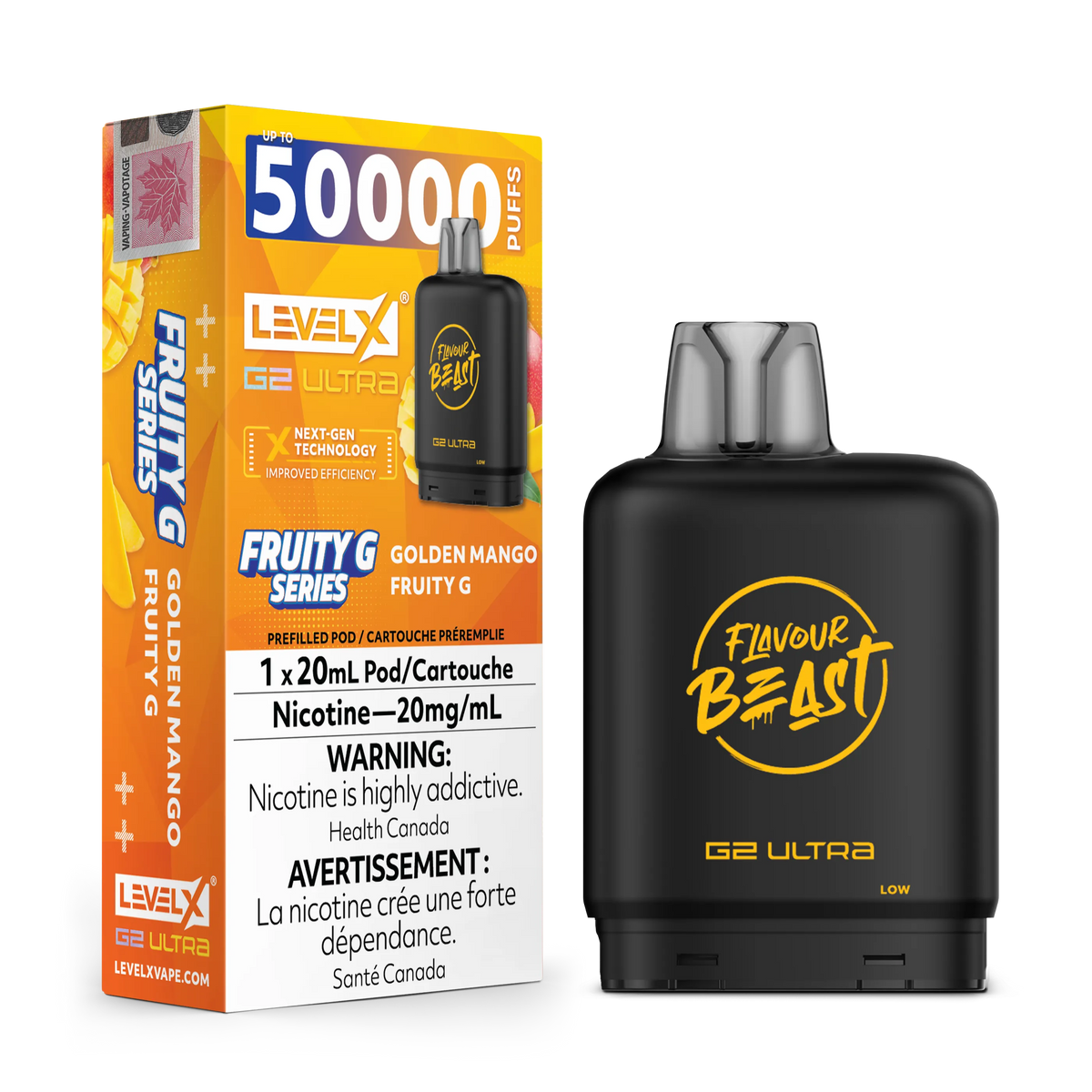 Golden Mango Fruity G by Level X Flavour Beast G2 Ultra 50K