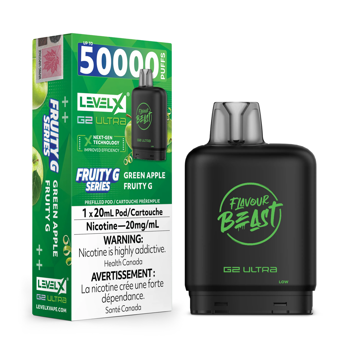 Green Apple Fruity G by Level X Flavour Beast G2 Ultra 50K