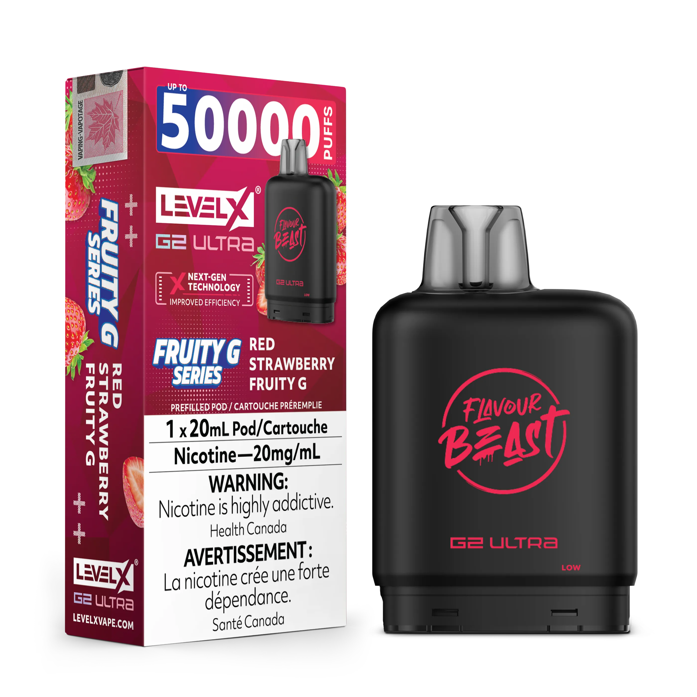 Red Strawberry Fruity G by Level X Flavour Beast G2 Ultra 50K