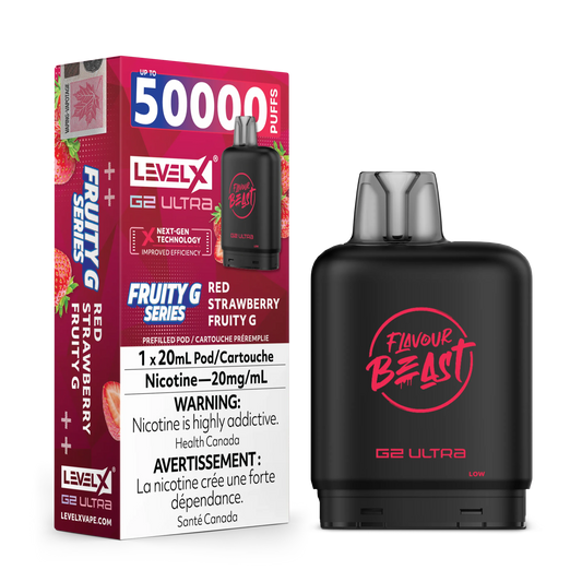 Red Strawberry Fruity G by Level X Flavour Beast G2 Ultra 50K