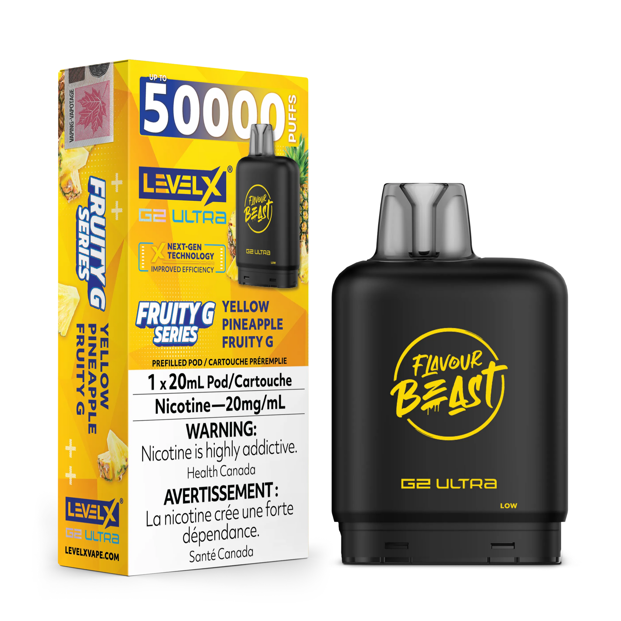Yellow Pineapple Fruity G by Level X Flavour Beast G2 Ultra 50K