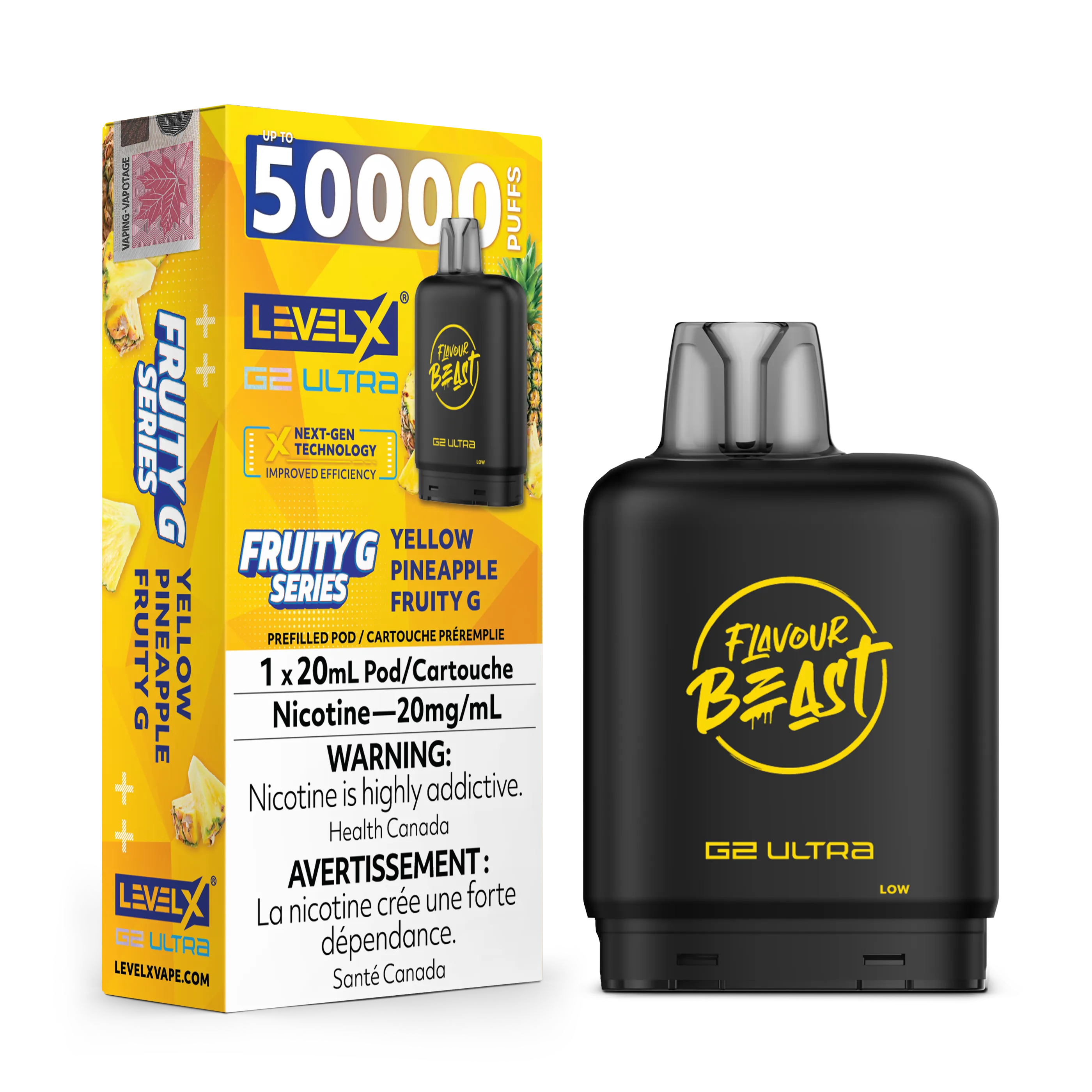 Yellow Pineapple Fruity G by Level X Flavour Beast G2 Ultra 50K