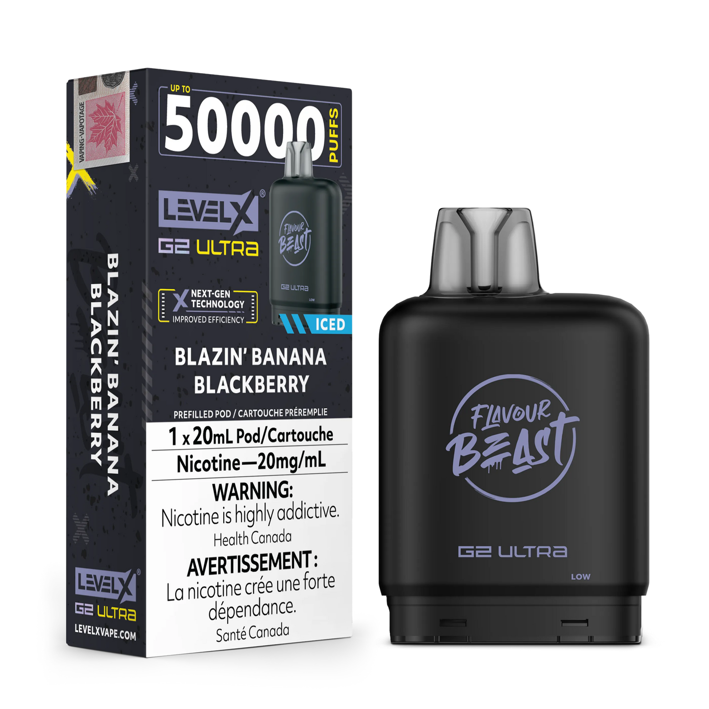 Blazin’ Banana Blackberry Iced by Level X Flavour Beast G2 Ultra 50K
