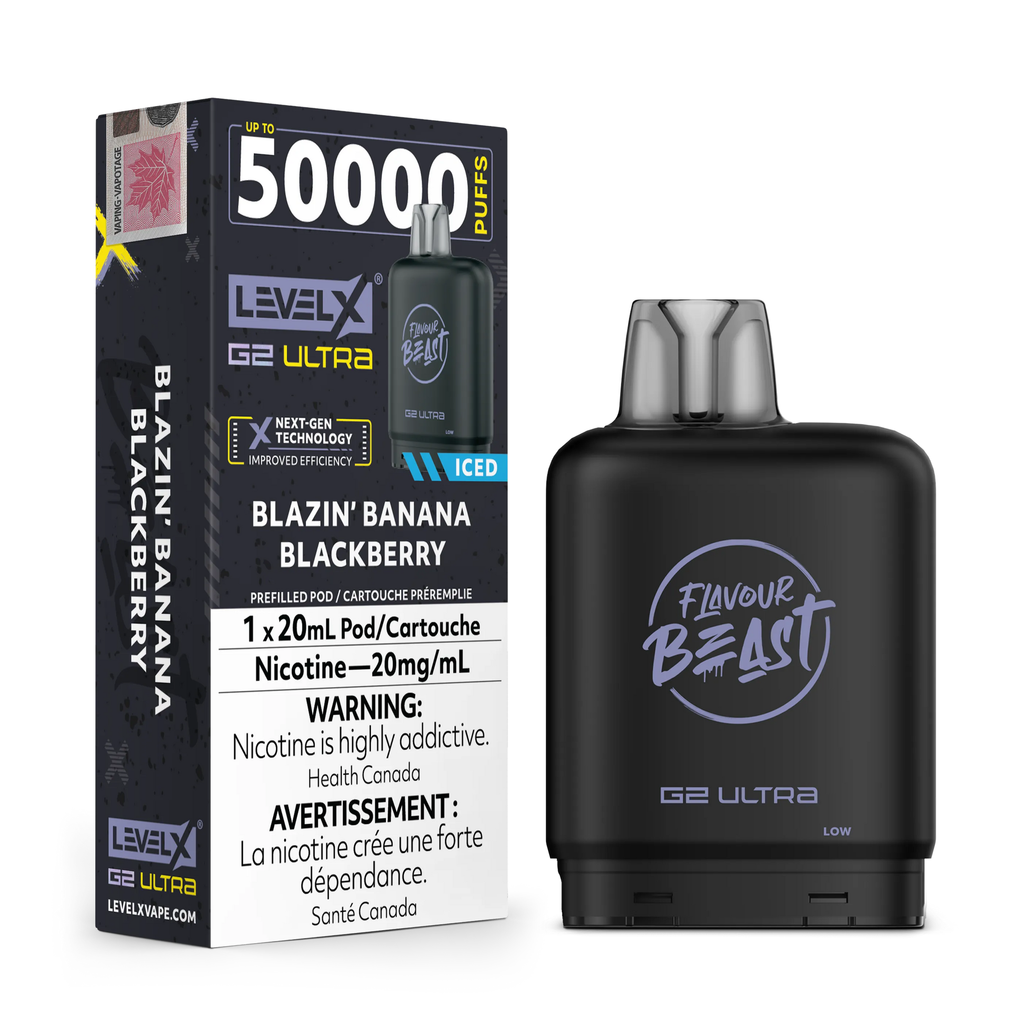 Blazin’ Banana Blackberry Iced by Level X Flavour Beast G2 Ultra 50K