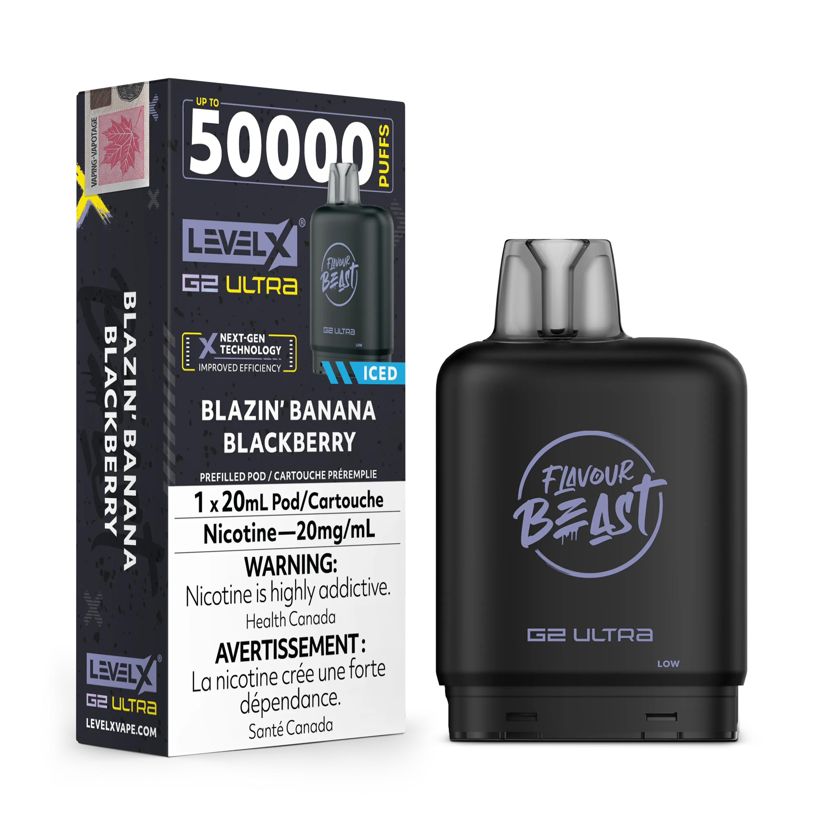 Blazin’ Banana Blackberry Iced by Level X Flavour Beast G2 Ultra 50K