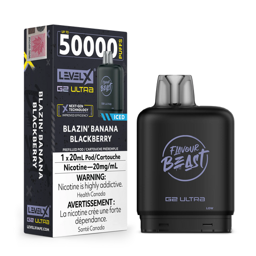 Blazin’ Banana Blackberry Iced by Level X Flavour Beast G2 Ultra 50K