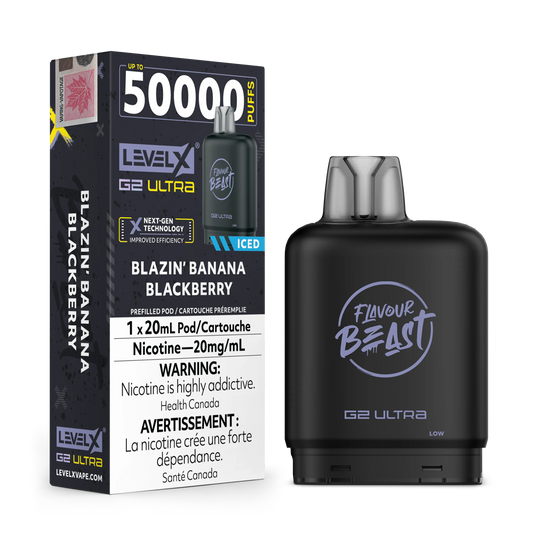 Blazin’ Banana Blackberry Iced by Level X Flavour Beast G2 Ultra 50K