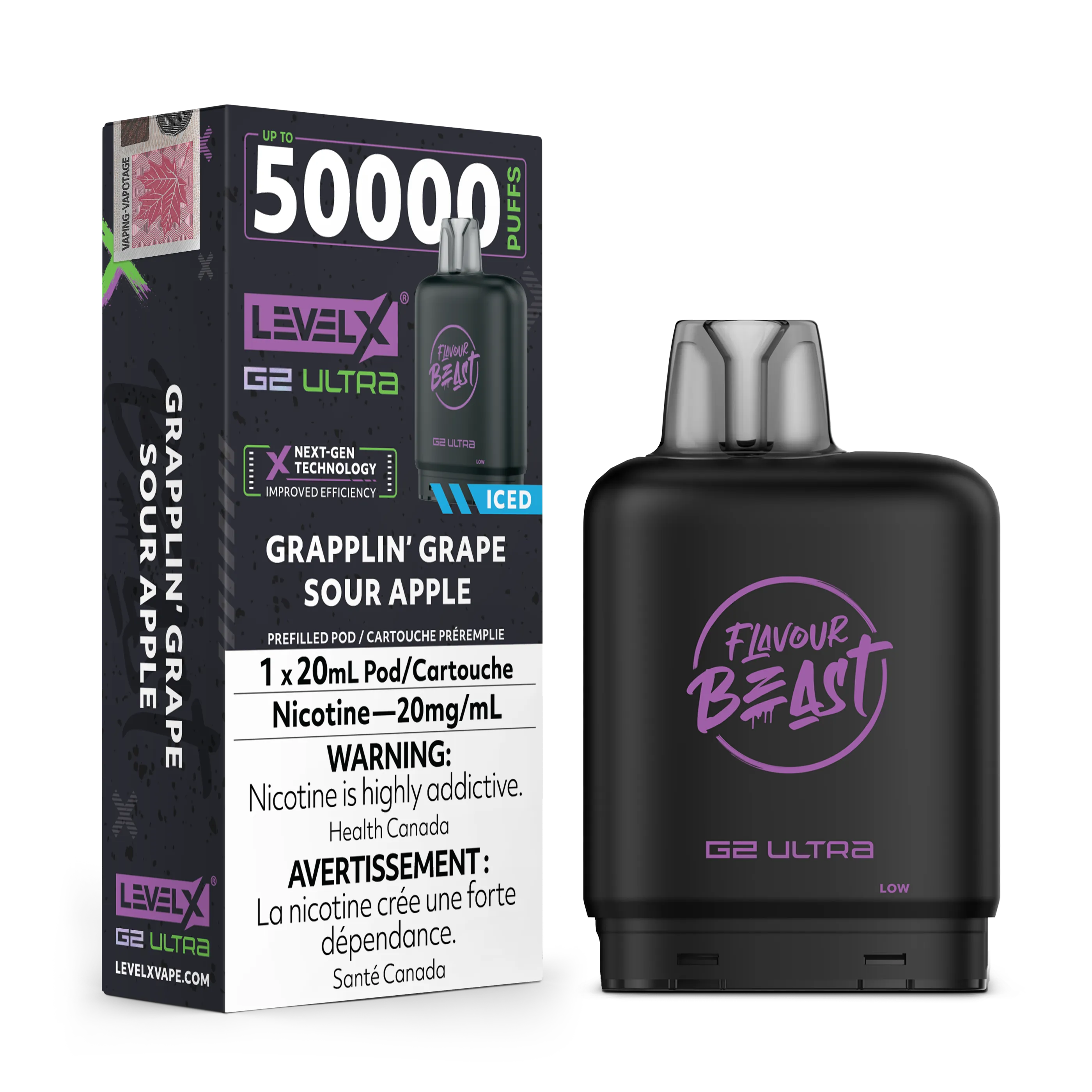 Grapplin’ Grape Sour Apple Iced by Level X Flavour Beast G2 Ultra 50K