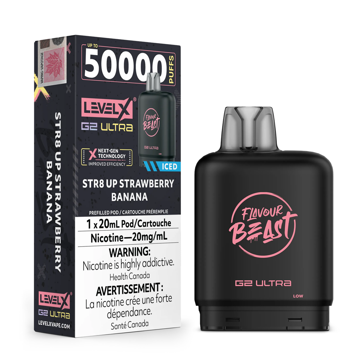 STR8 UP Strawberry Banana Iced by Level X Flavour Beast G2 Ultra 50K