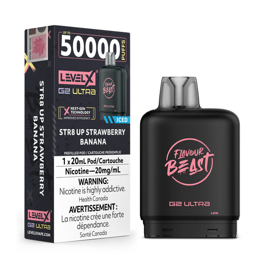 STR8 UP Strawberry Banana Iced by Level X Flavour Beast G2 Ultra 50K