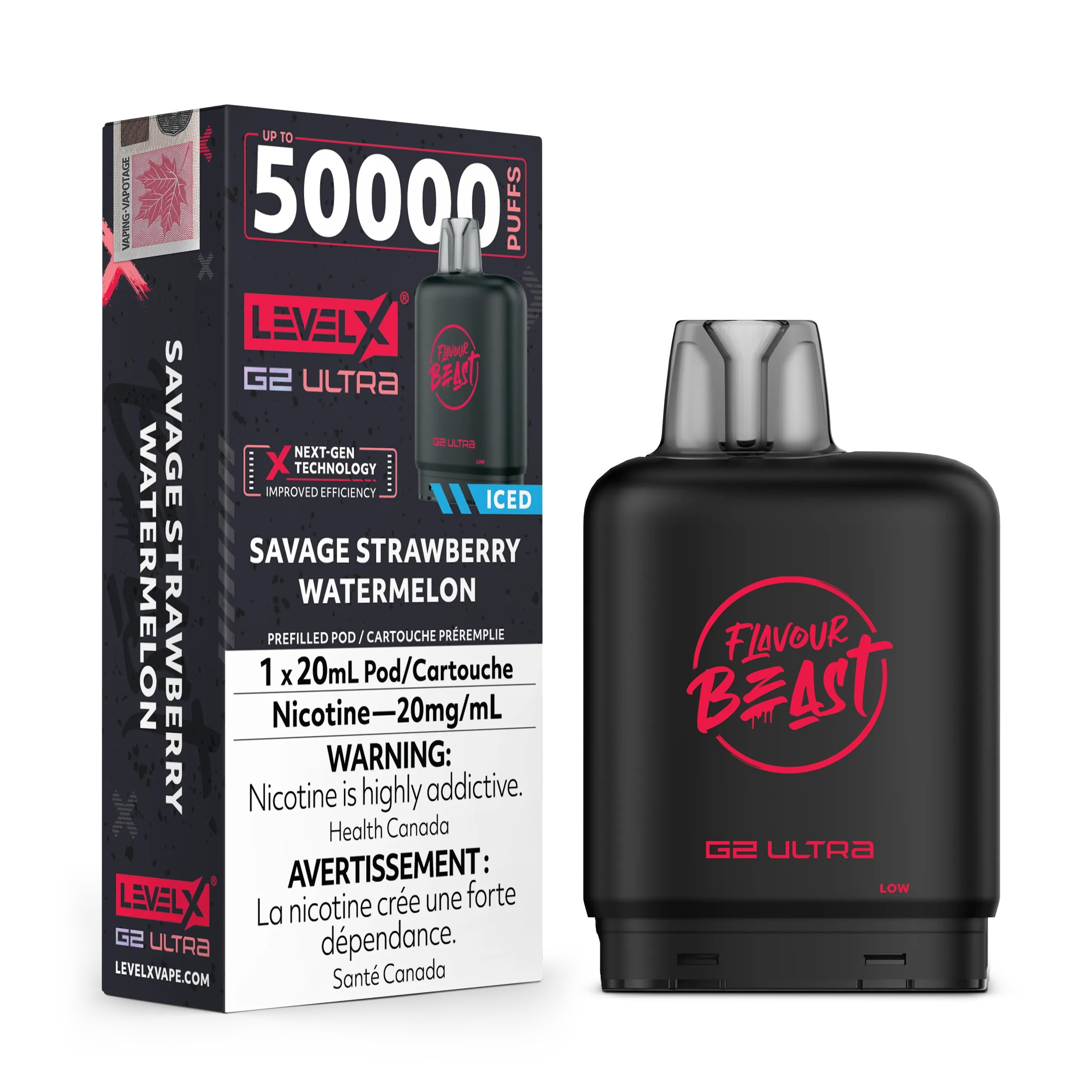 Savage Strawberry Watermelon Iced by Level X Flavour Beast G2 Ultra 50K